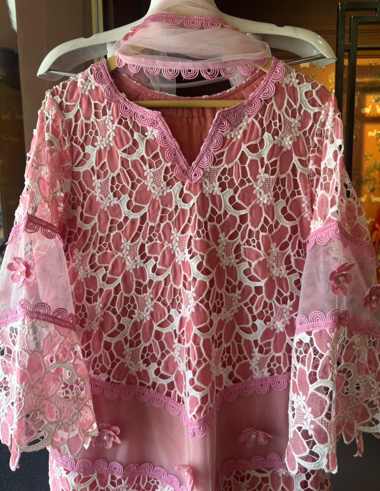 Stitched cotton Crochet shirt