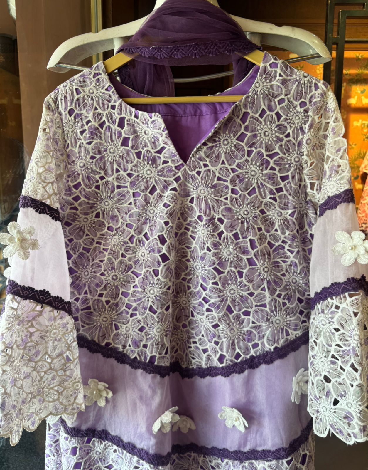 Stitched cotton Crochet shirt