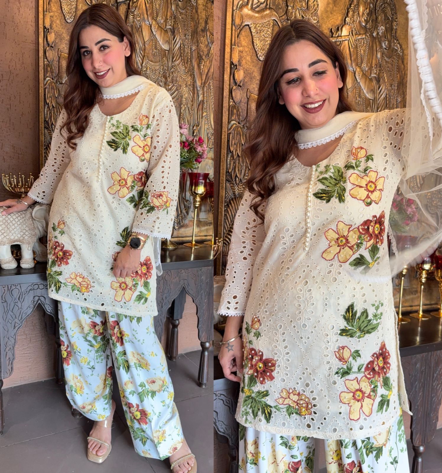 Pure Cotton chicken Stitched Kurta