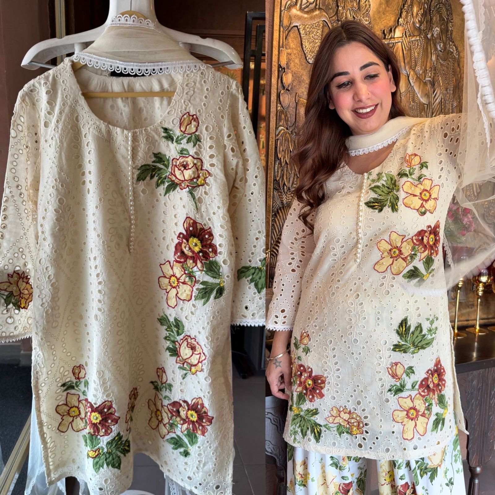 Pure Cotton chicken Stitched Kurta