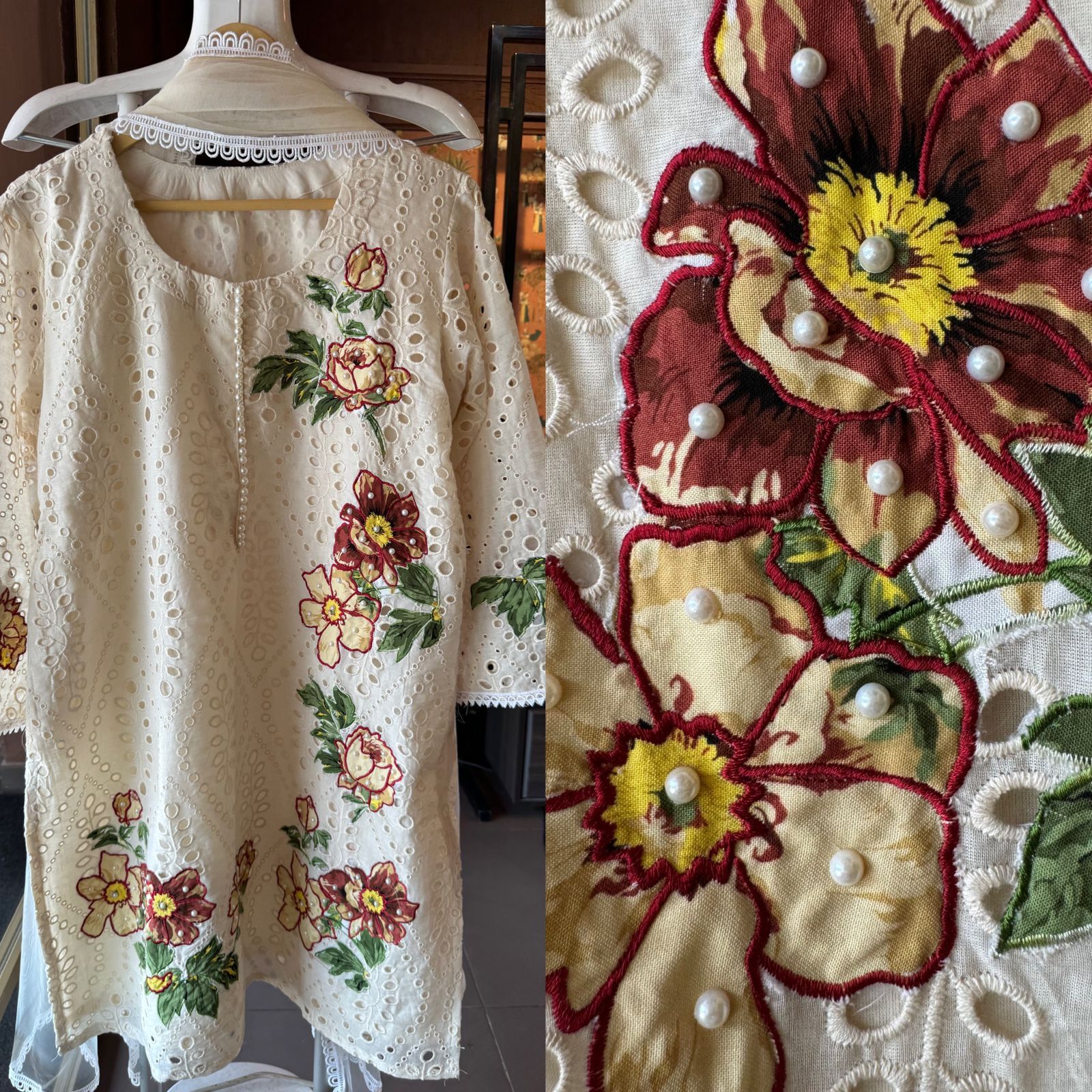 Pure Cotton chicken Stitched Kurta