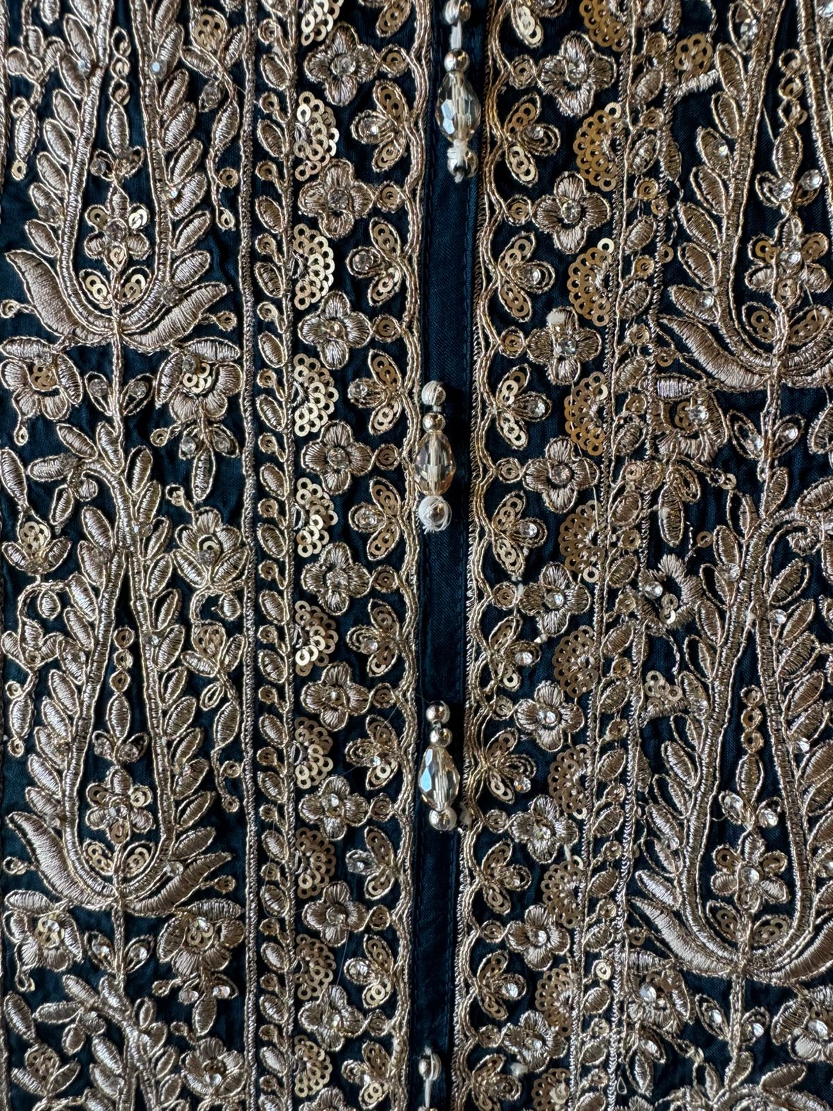 Tissue Unstitched shirt with Heavily embroidered neck design