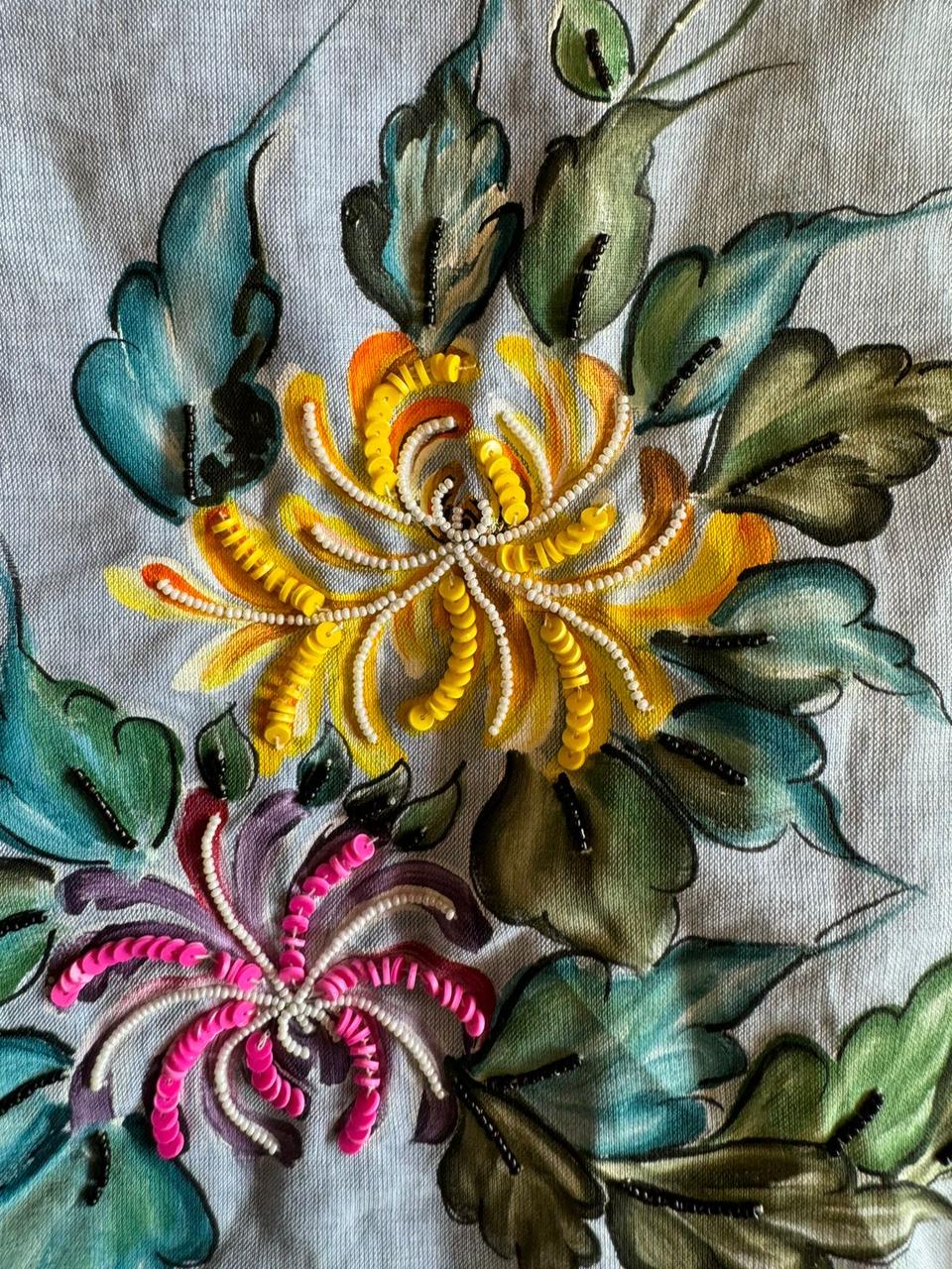 Pure linen cotton COORD set handpainted