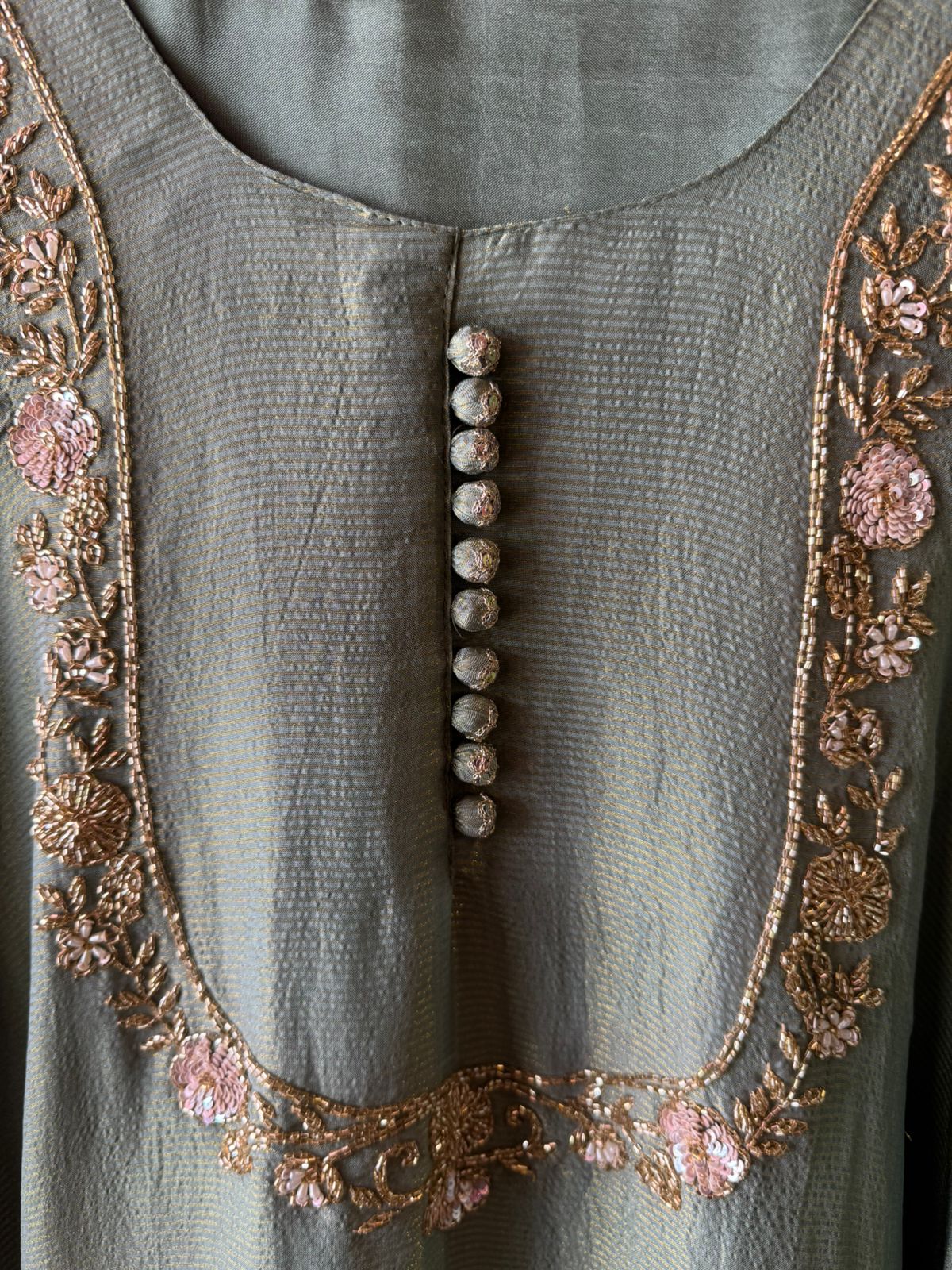 Self Tissue Kurta with Gold lurex Semi stitched shirt