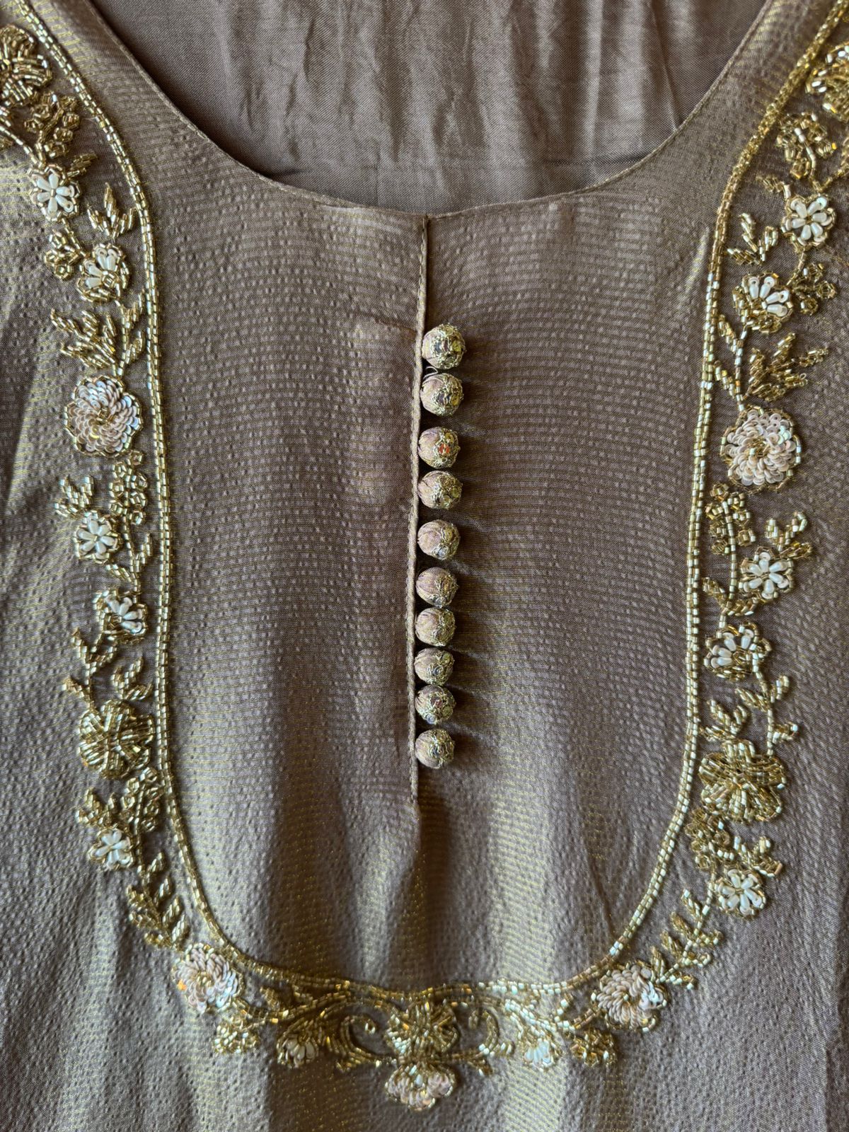 Self Tissue Kurta with Gold lurex Semi stitched shirt