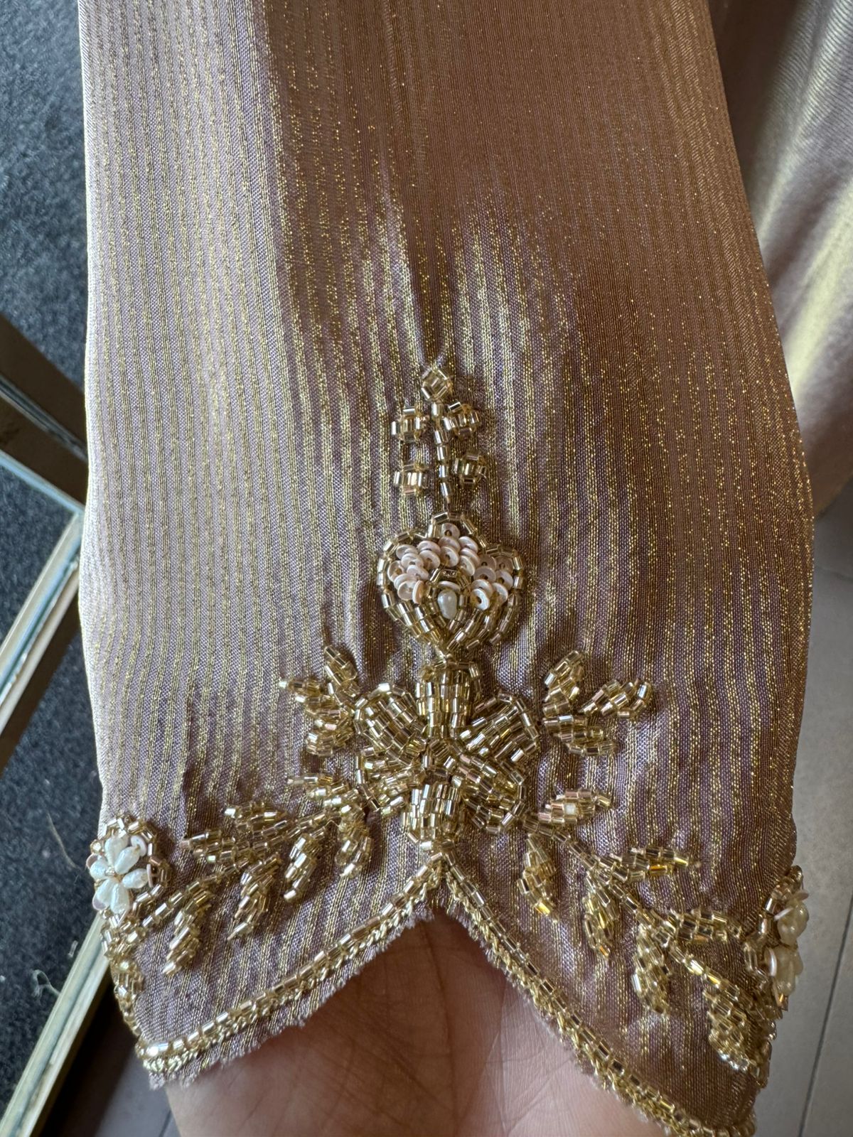 Self Tissue Kurta with Gold lurex Semi stitched shirt