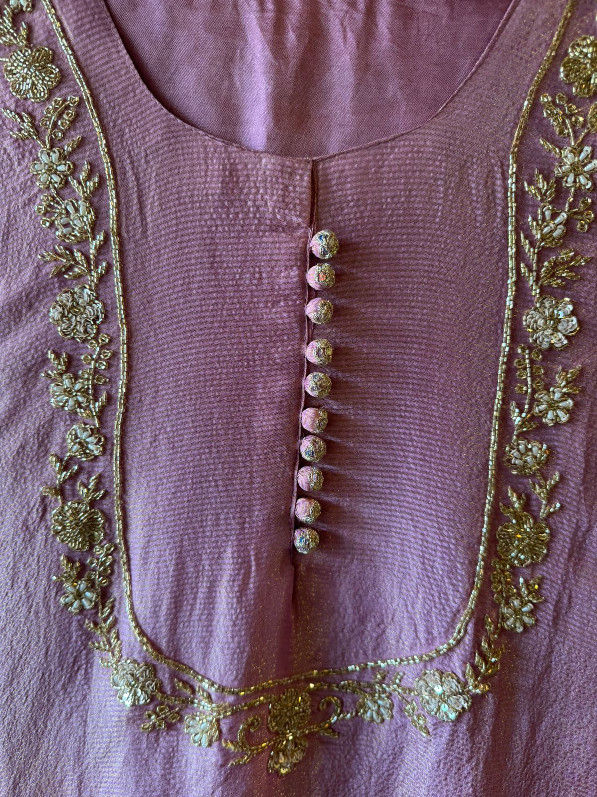 Self Tissue Kurta with Gold lurex Semi stitched shirt