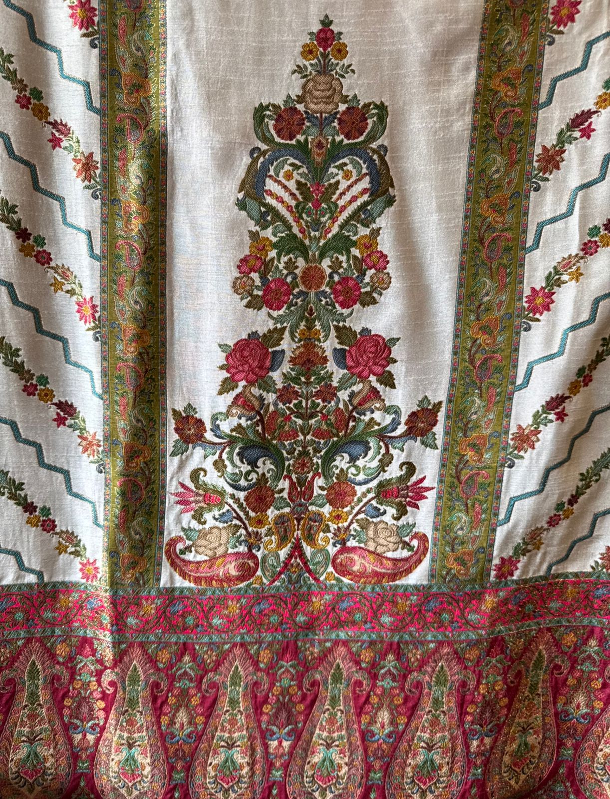 Soft silk Shirt Unstitched with Hand weaved banarsi