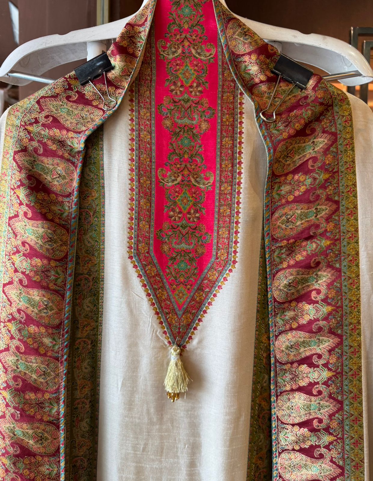 Soft silk Shirt Unstitched with Hand weaved banarsi