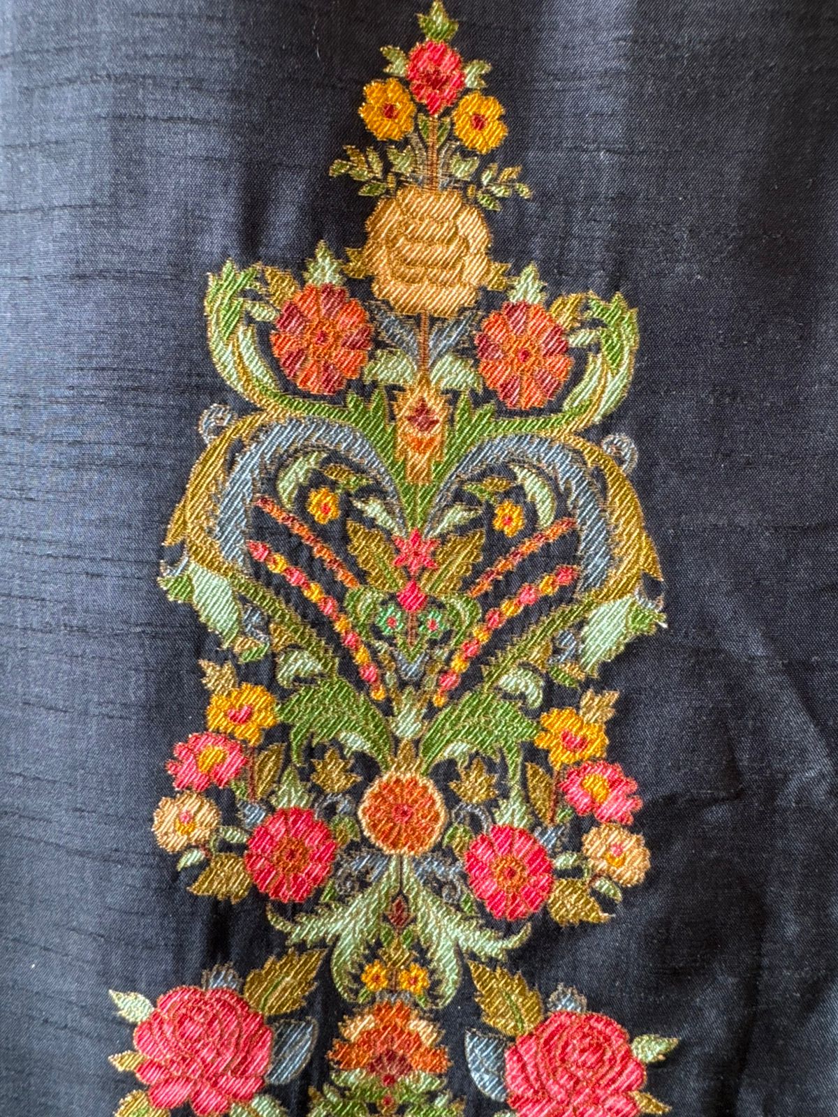 Soft silk Shirt Unstitched with Hand weaved banarsi