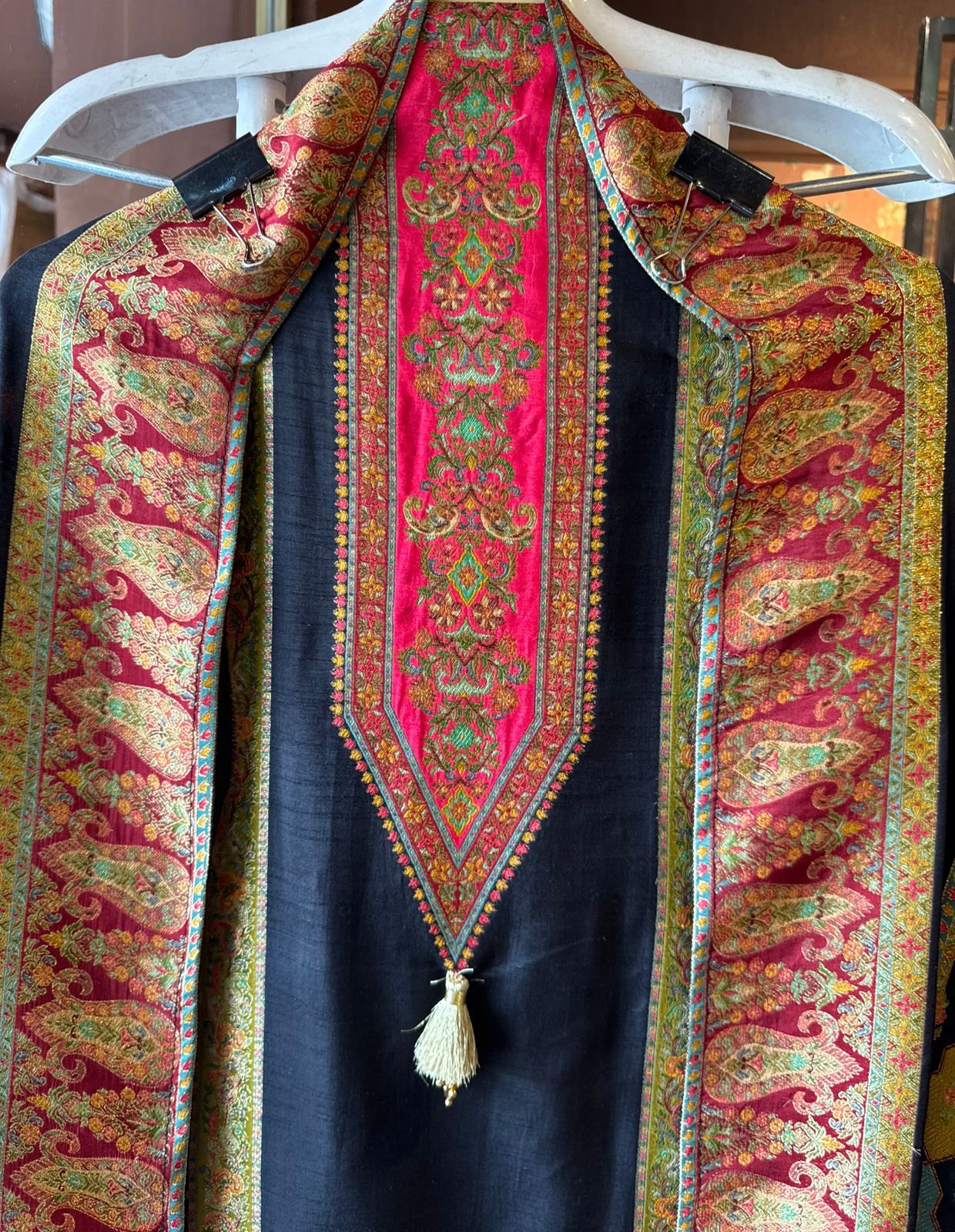 Soft silk Shirt Unstitched with Hand weaved banarsi