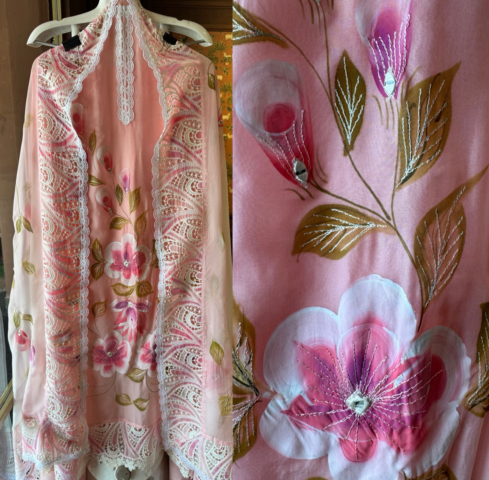 Soft organza Unstitched Kurta