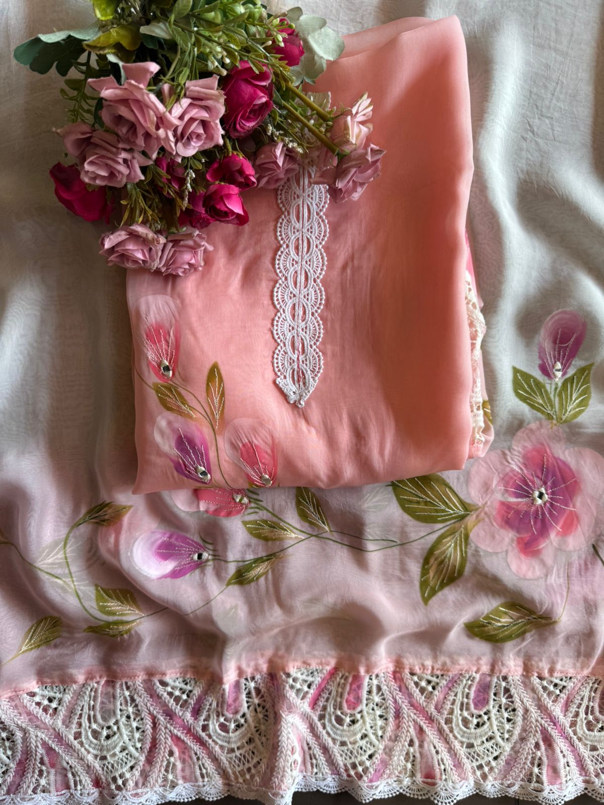 Soft organza Unstitched Kurta