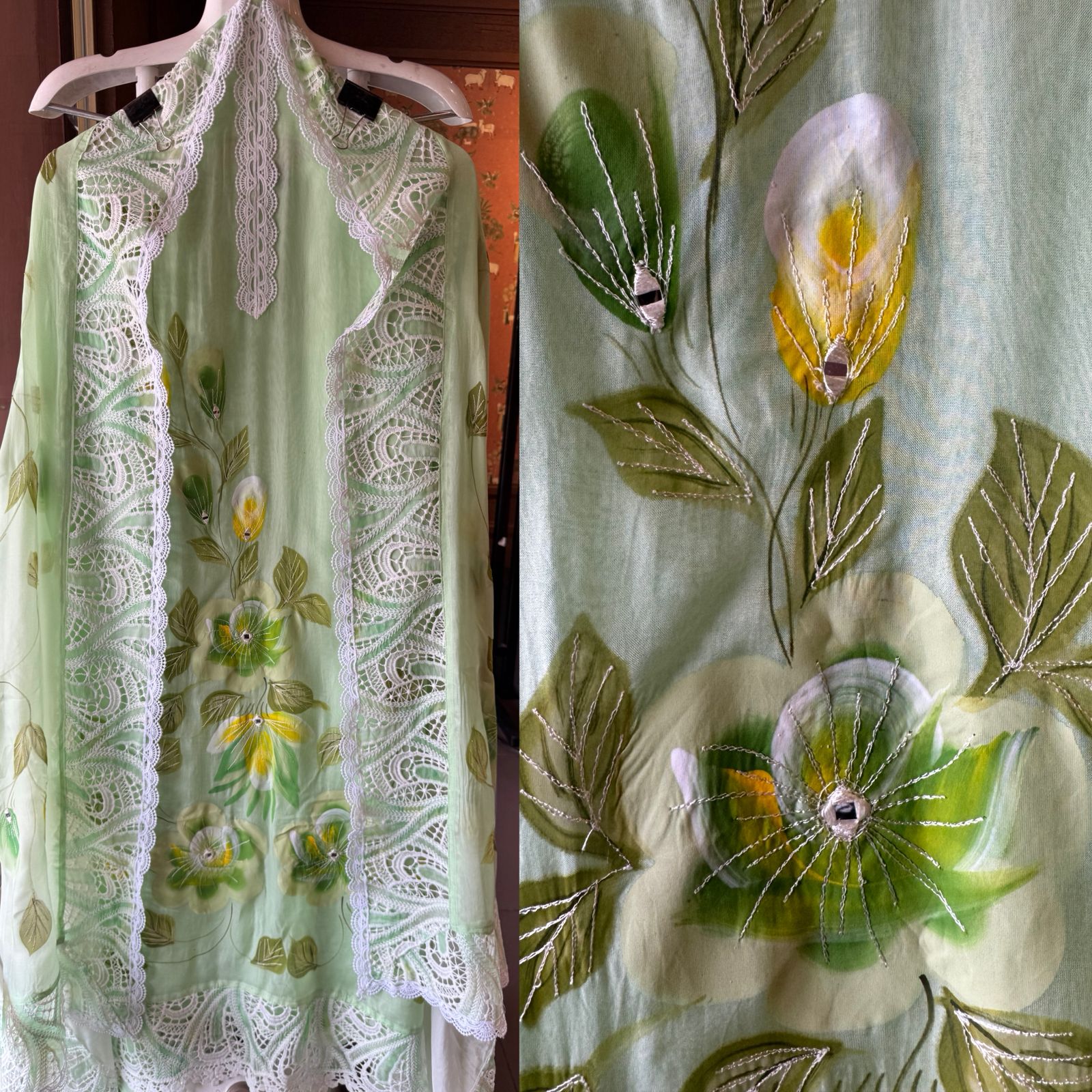 Soft organza Unstitched Kurta