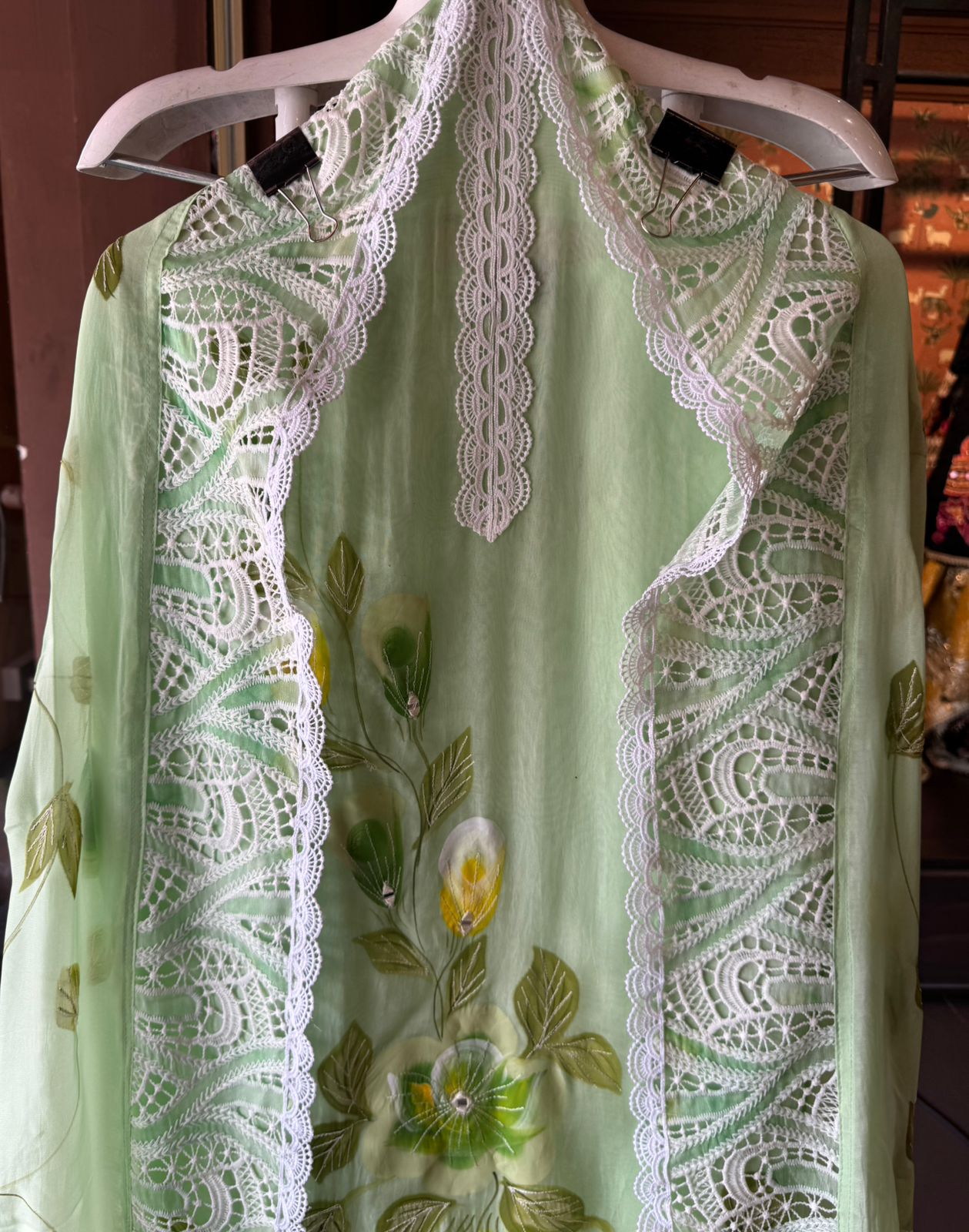 Soft organza Unstitched Kurta