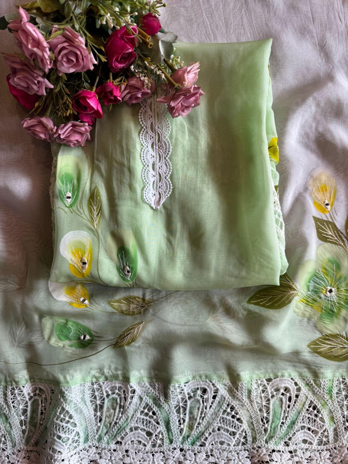 Soft organza Unstitched Kurta