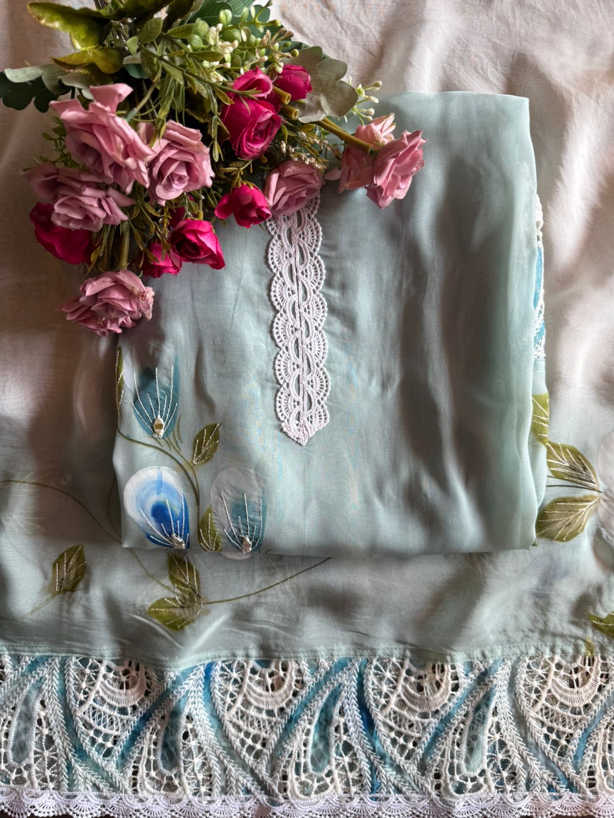 Soft organza Unstitched Kurta