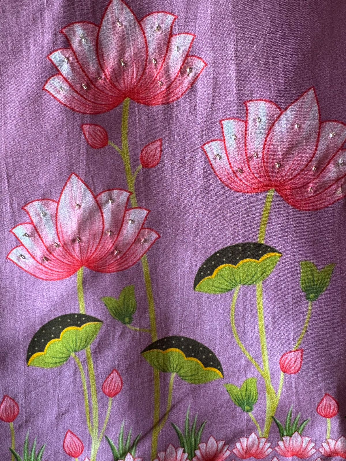 Pure Silk Unstitched Suit with PICHWAI art