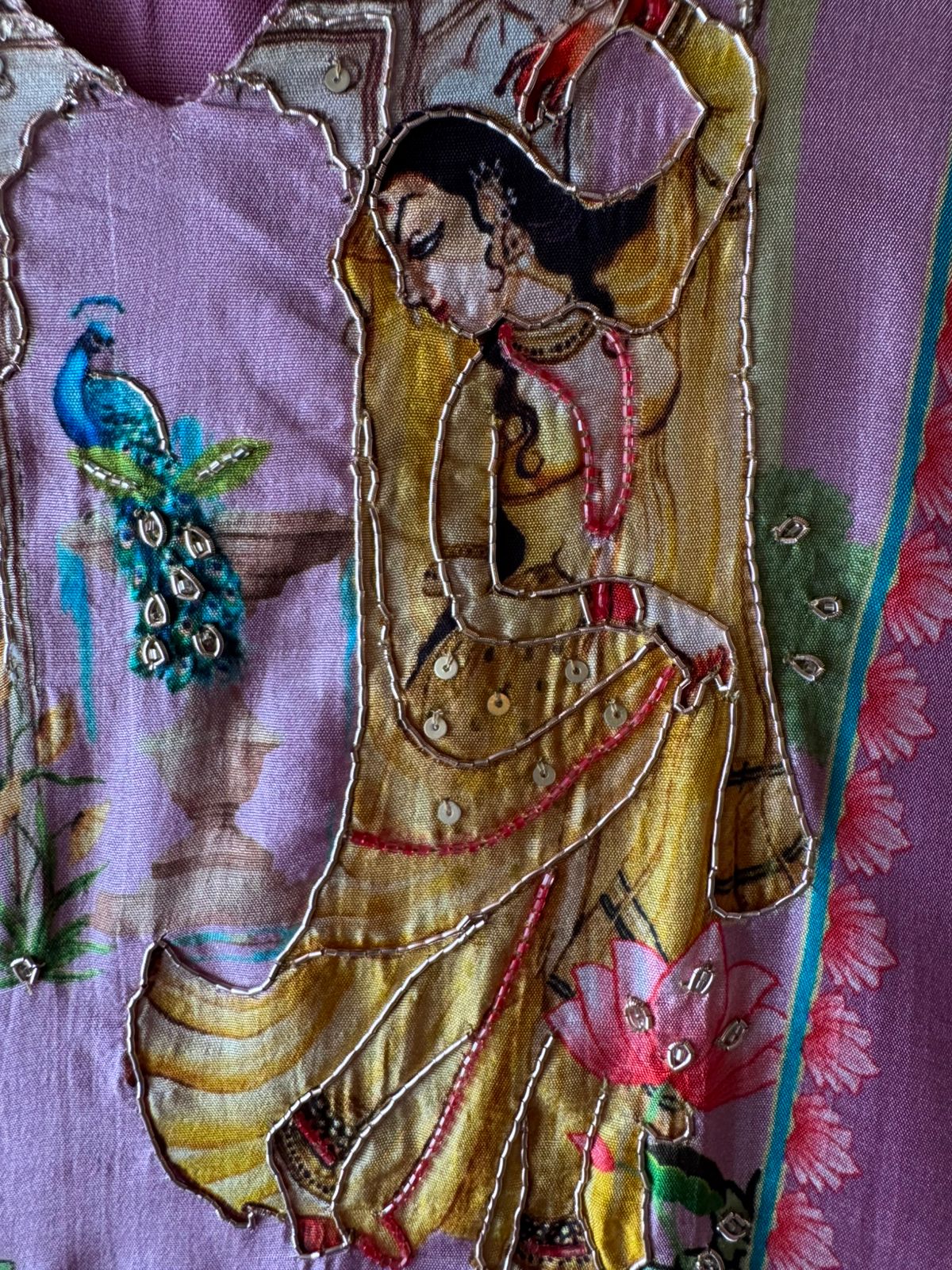 Pure Silk Unstitched Suit with PICHWAI art