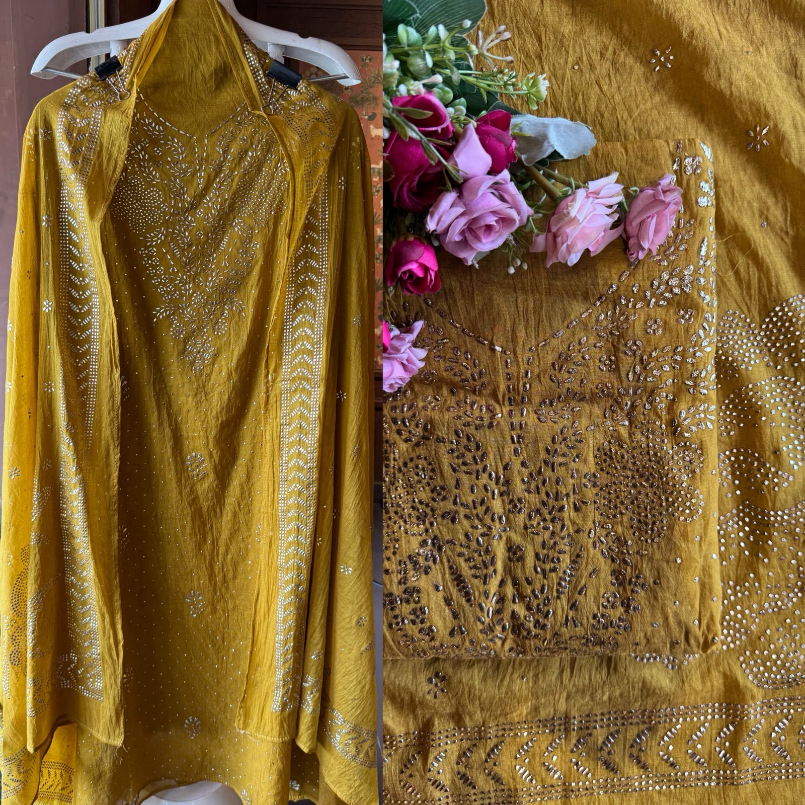 Mul chanderi Unstitched Suits