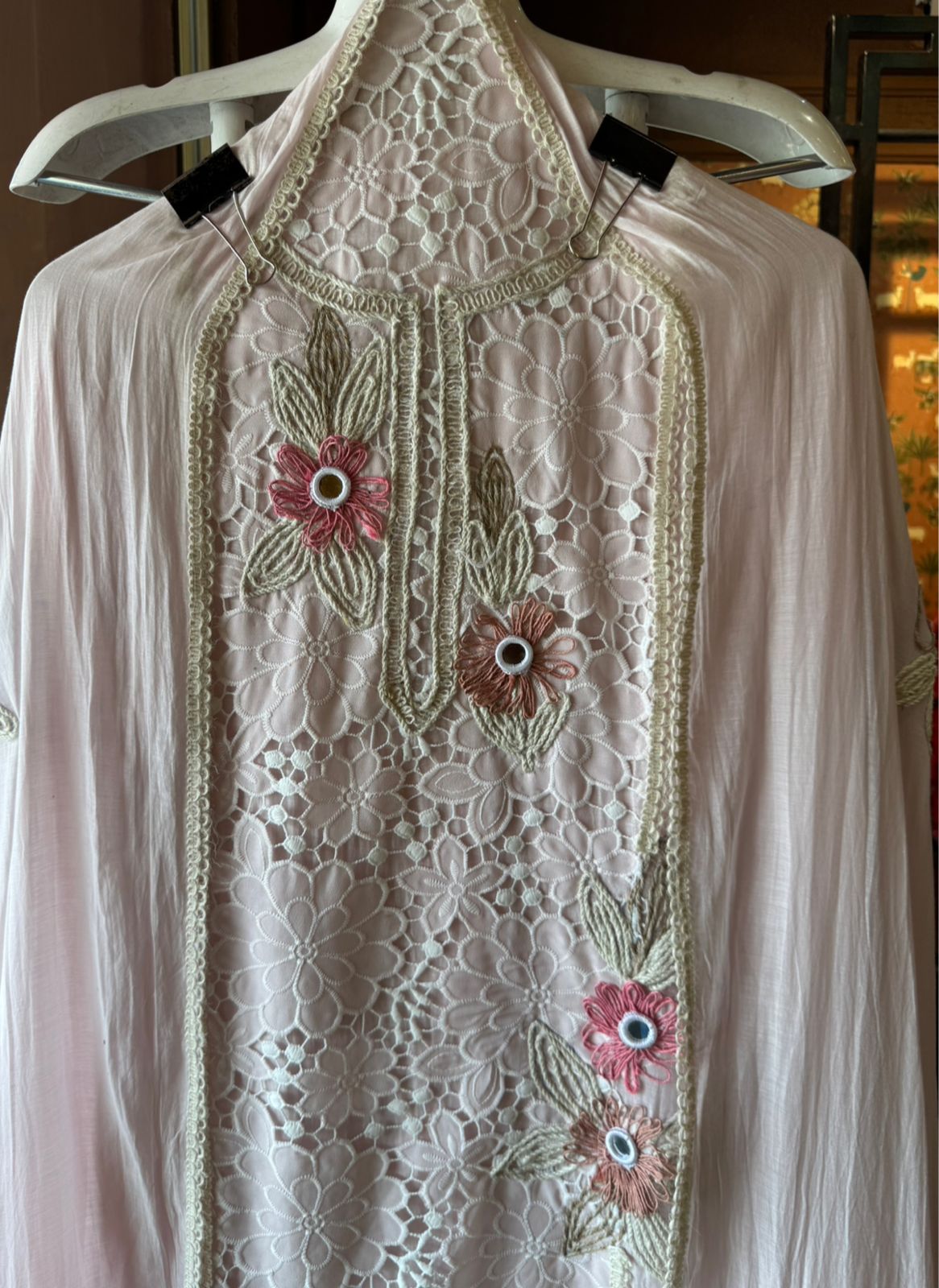 Designer Mul cotton Floral cutwork crochet