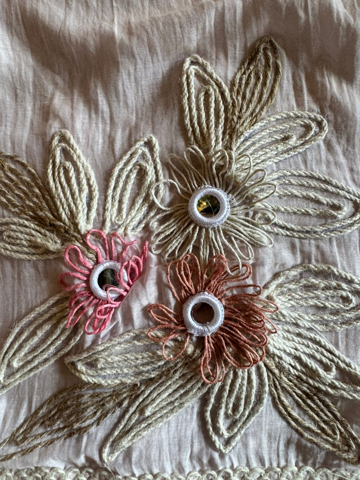 Designer Mul cotton Floral cutwork crochet