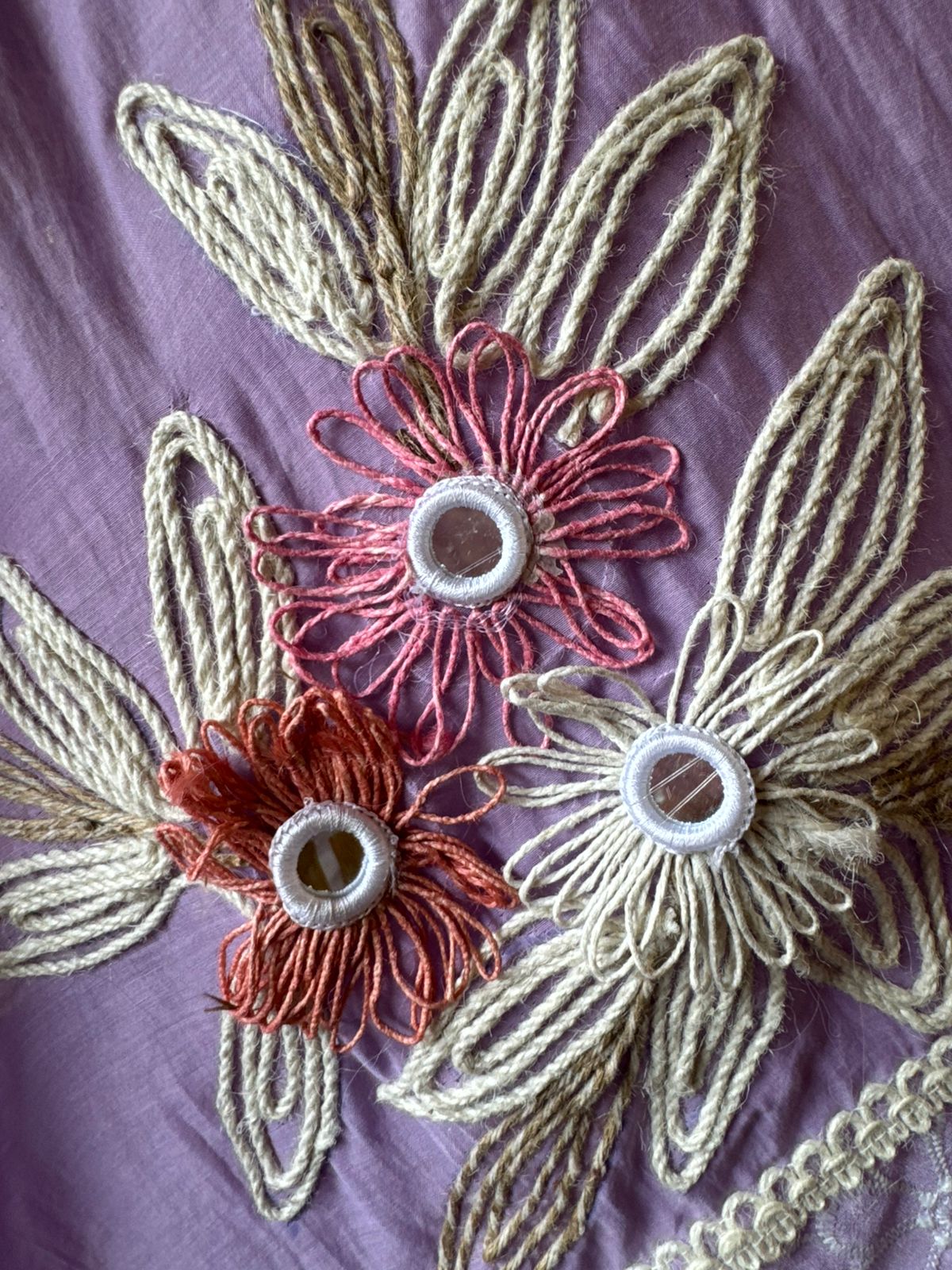 Designer Mul cotton Floral cutwork crochet