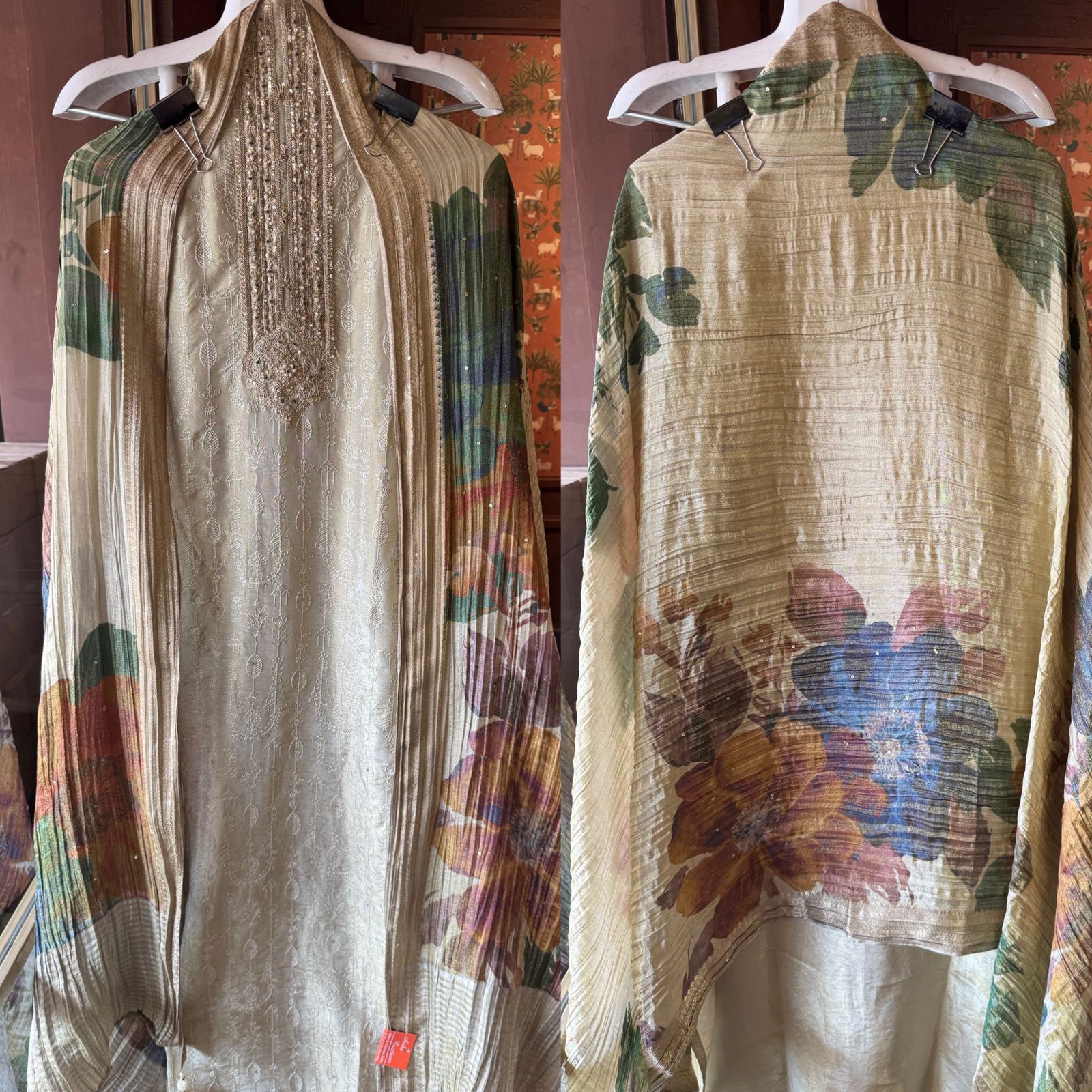 Self embroidered tissue shirt