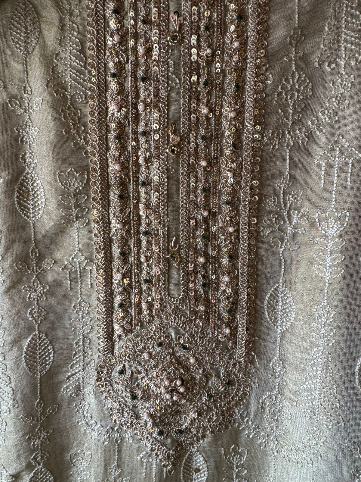 Self embroidered tissue shirt