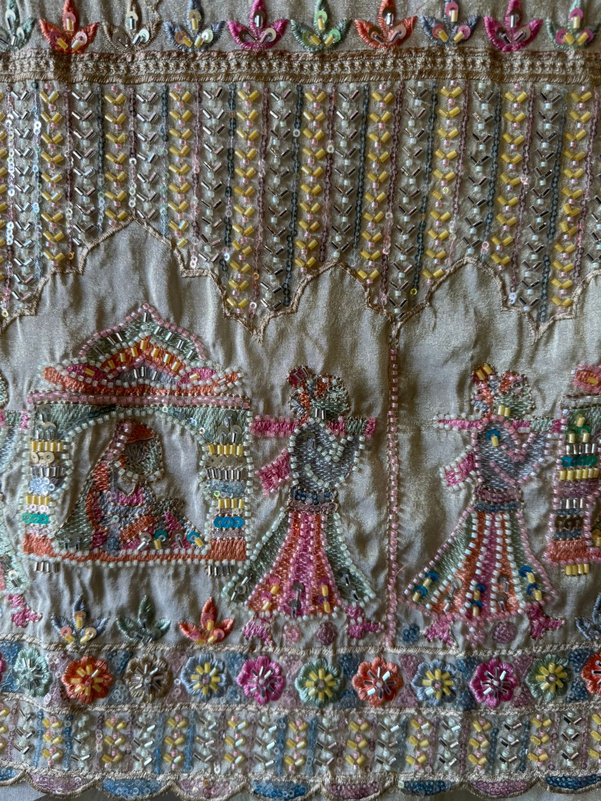 Handwork pieces On pure shimmer tissue shirt