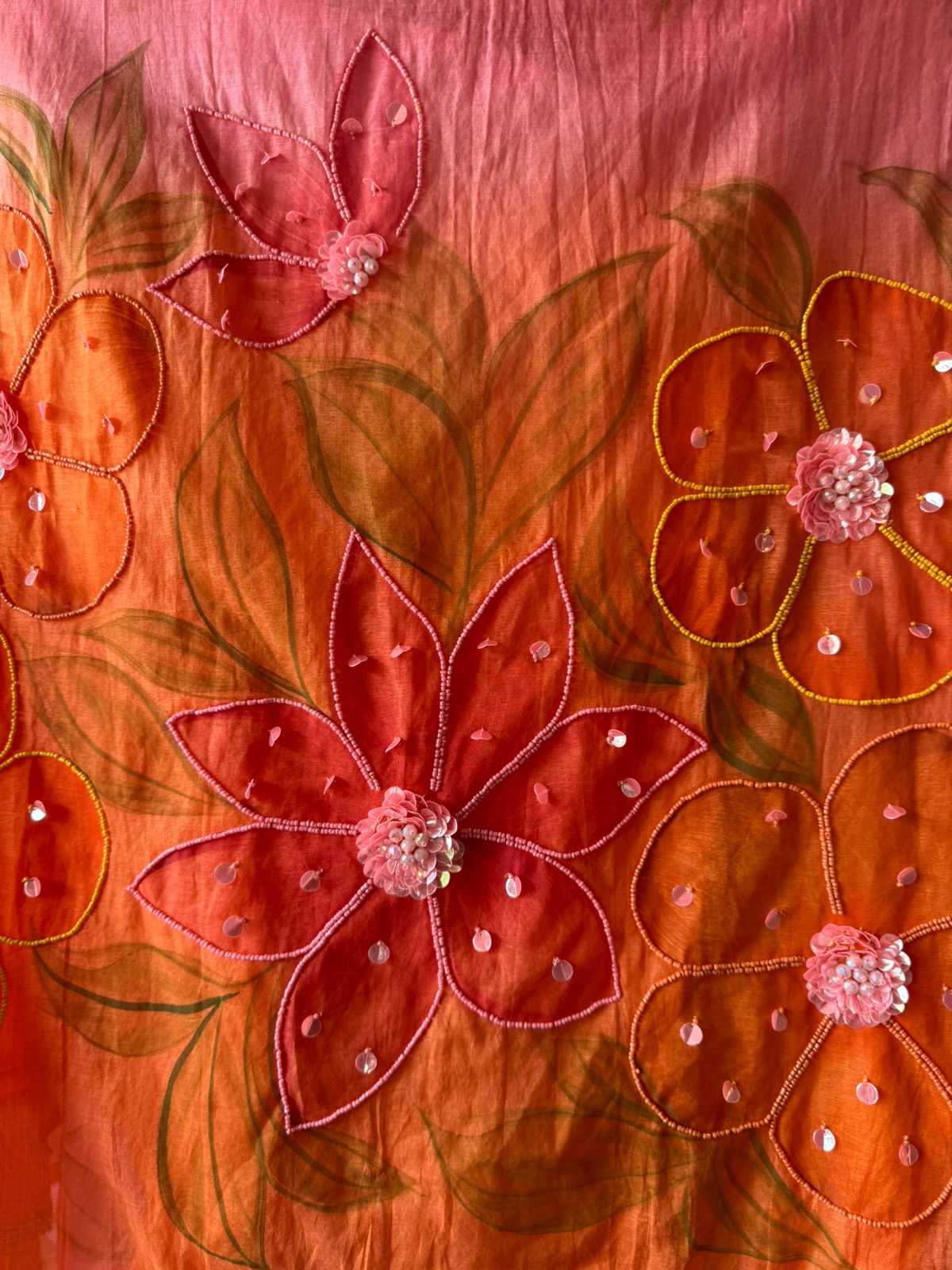 Ombré shaded Mul chanderi unstitched shirt