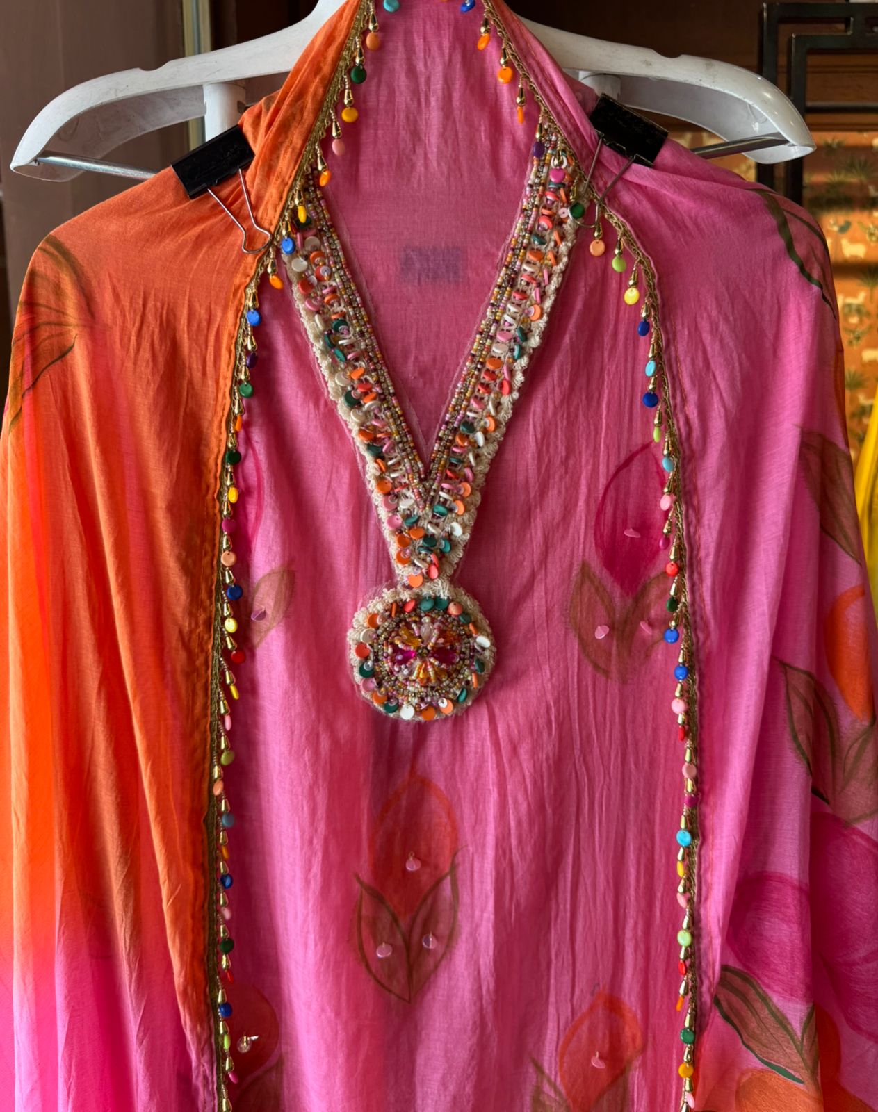 Ombré shaded Mul chanderi unstitched shirt