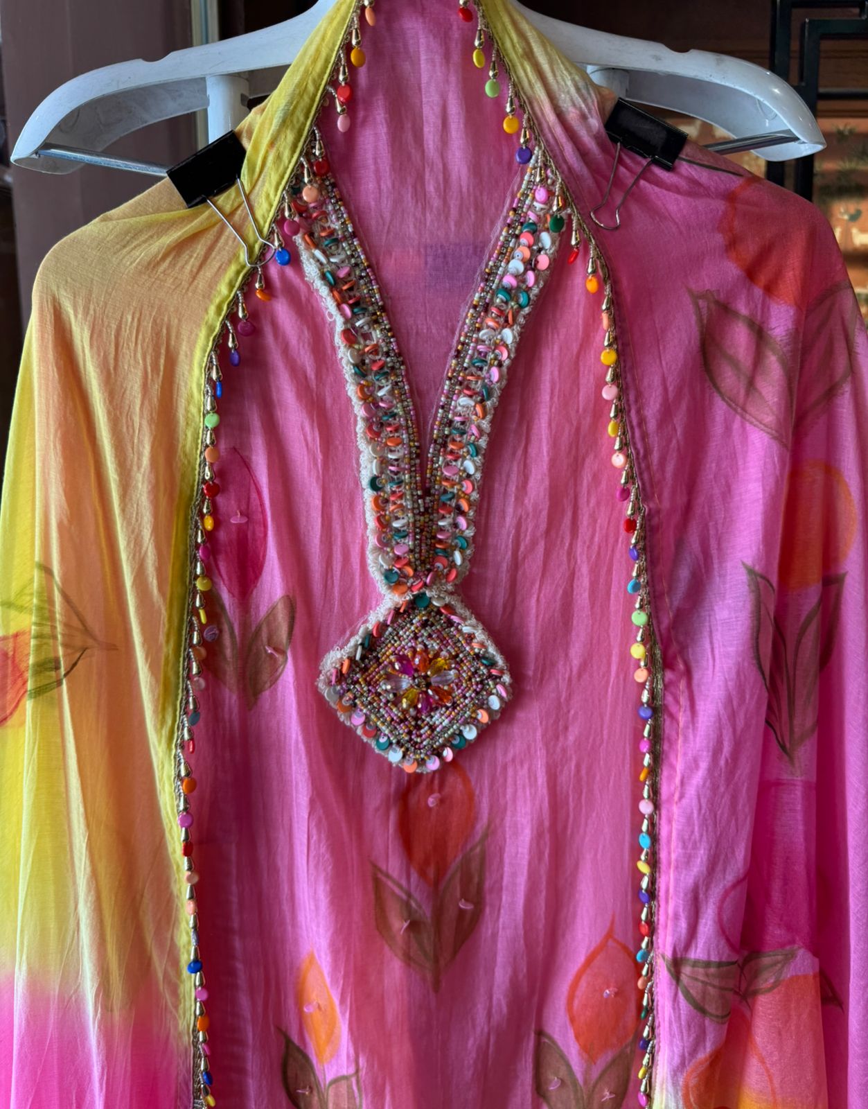 Ombré shaded Mul chanderi unstitched shirt