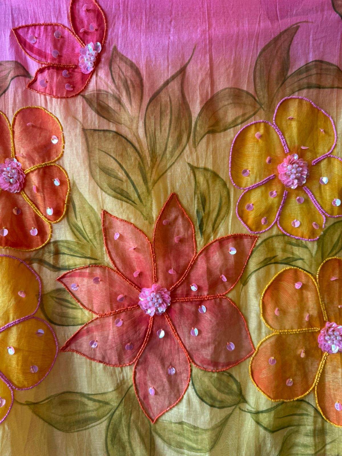 Ombré shaded Mul chanderi unstitched shirt