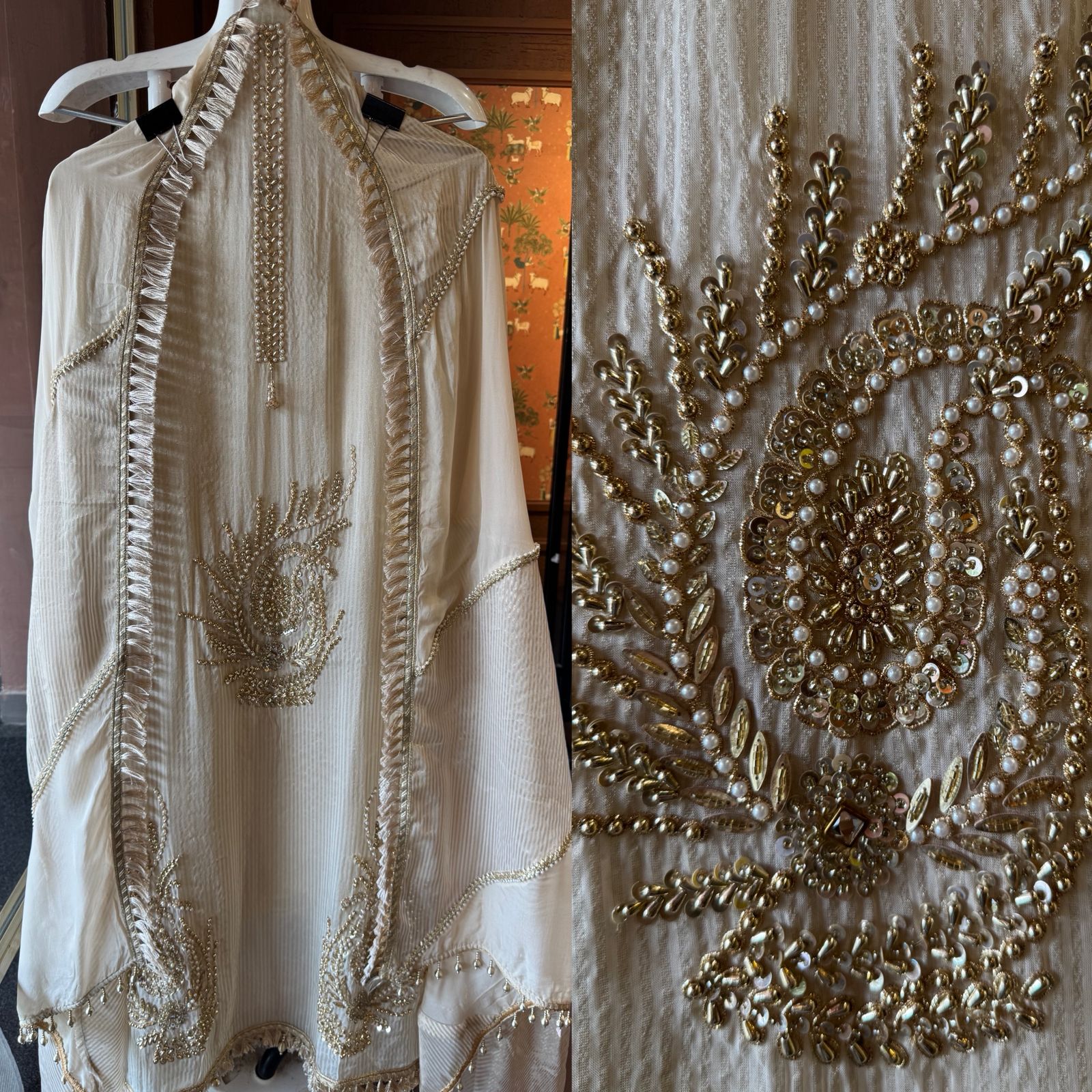 Self tissue striped shirt unstitched