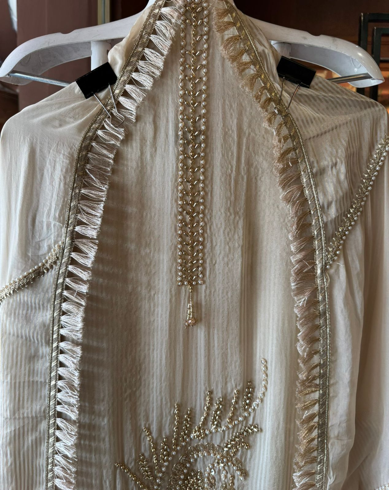 Self tissue striped shirt unstitched