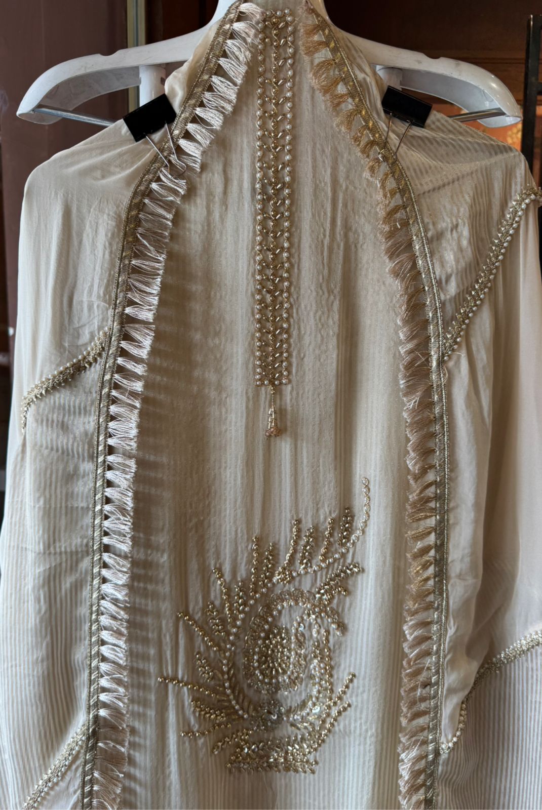 Self tissue striped shirt unstitched