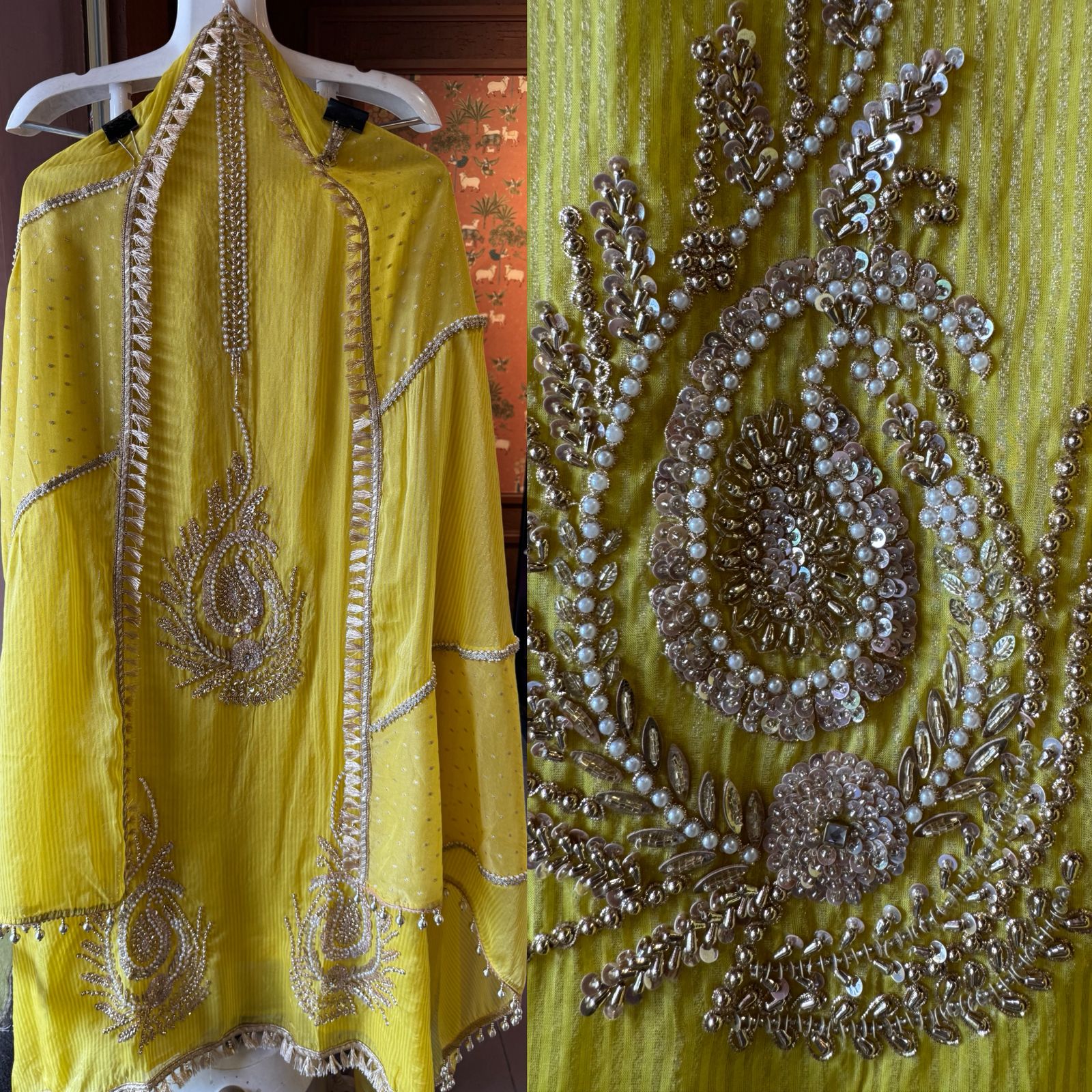 Self tissue striped shirt unstitched