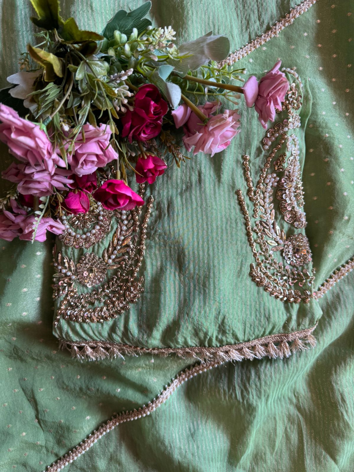 Self tissue striped shirt unstitched