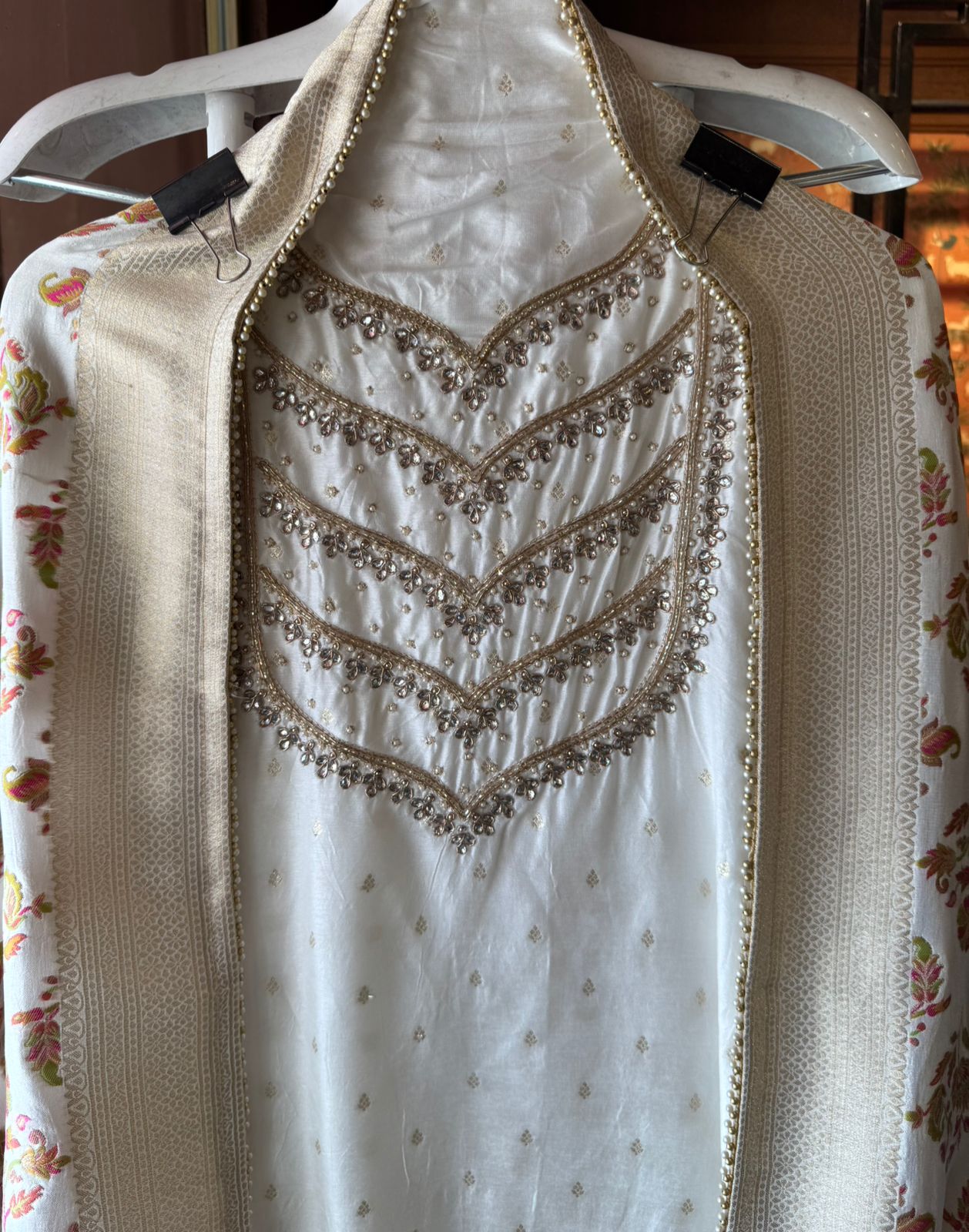 Self bootiedaar silk shirt Unstitched shirt