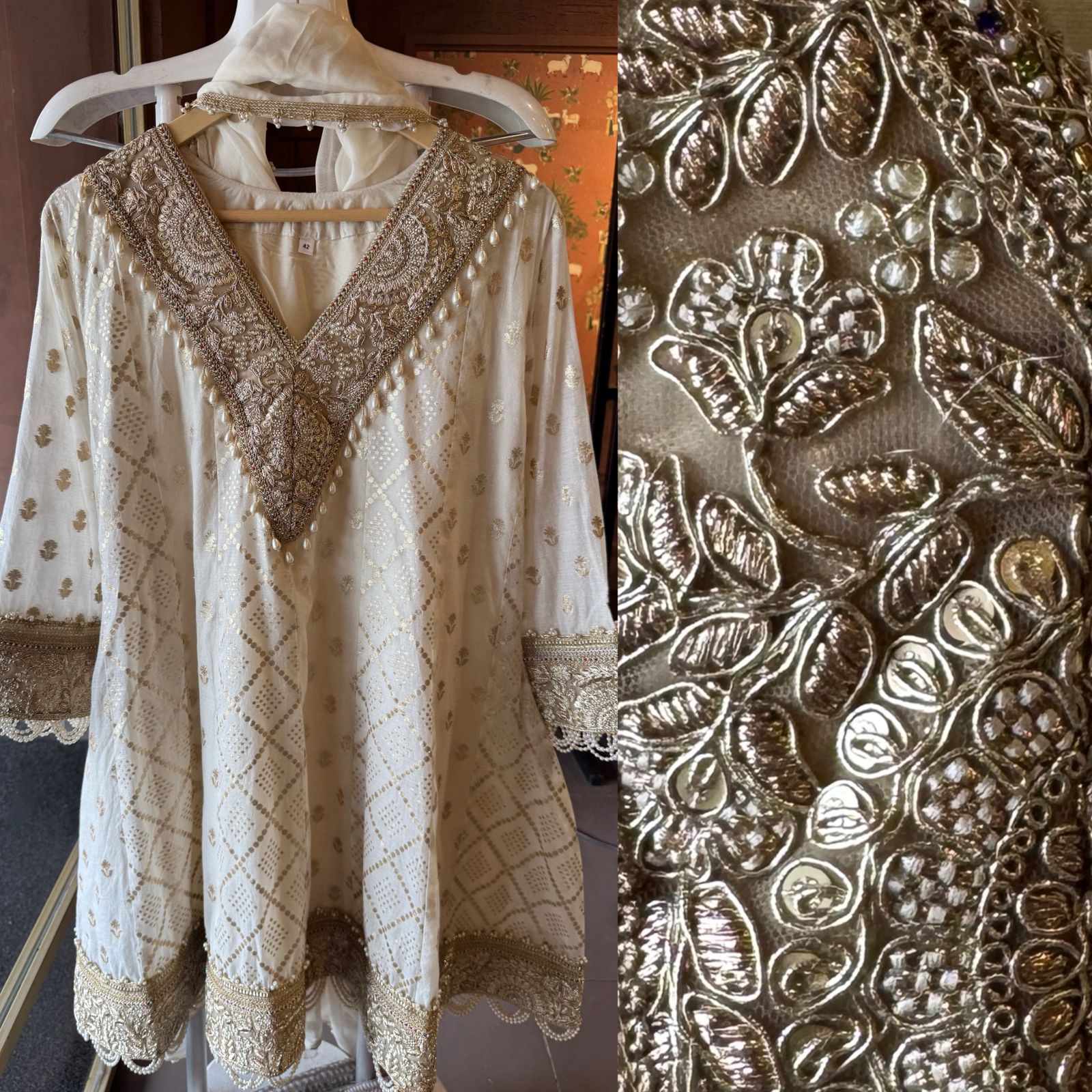 Mul chanderi Stitched Anarkali