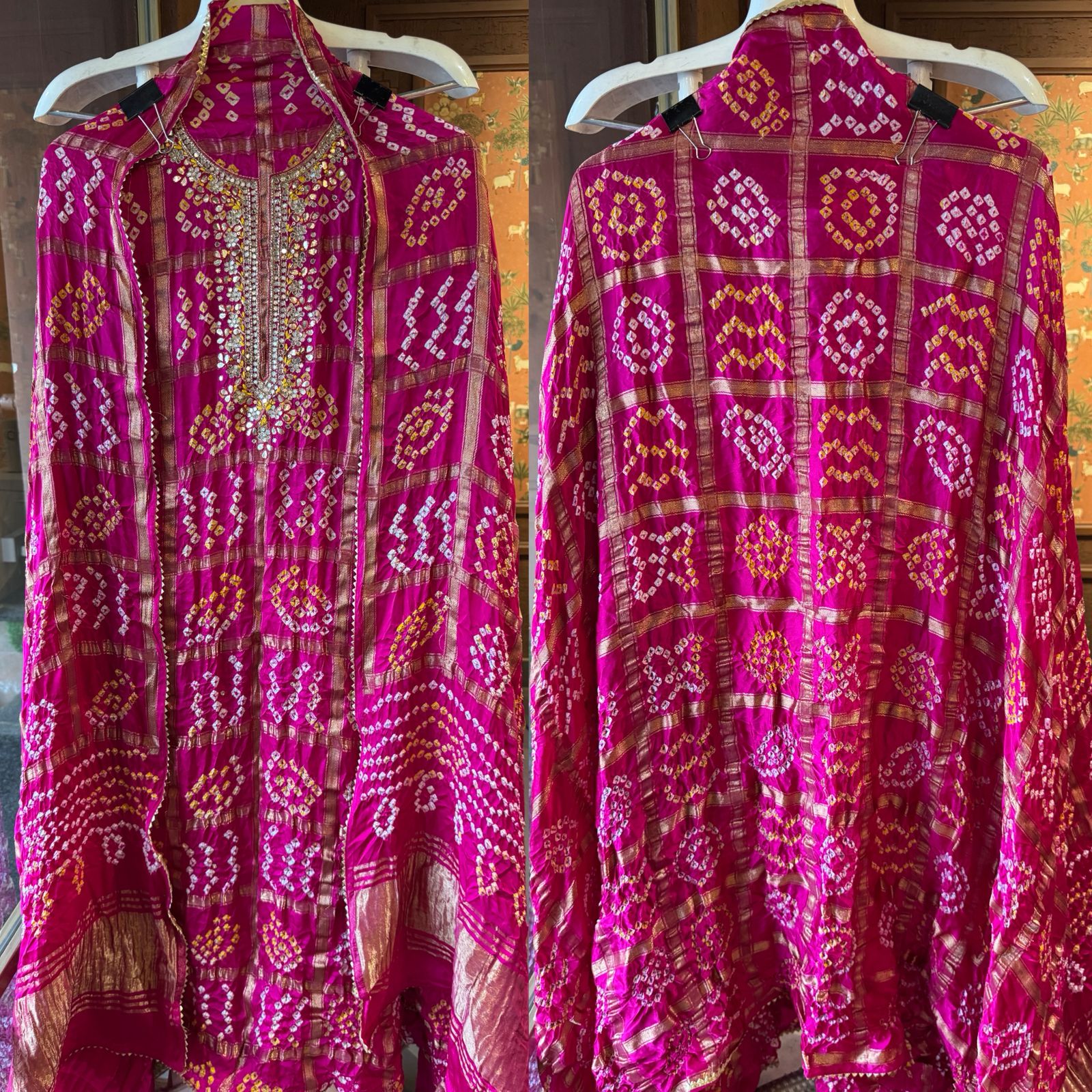 Crushed bandhani gajji silk Suits