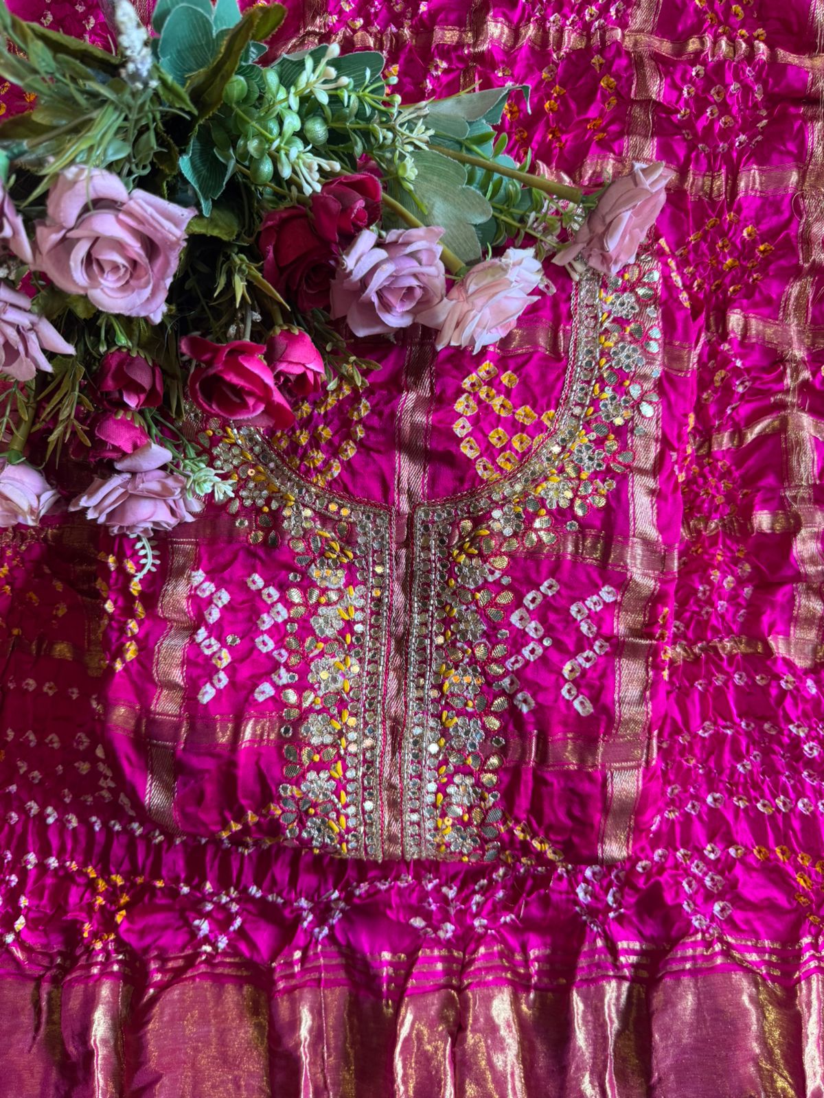 Crushed bandhani gajji silk Suits