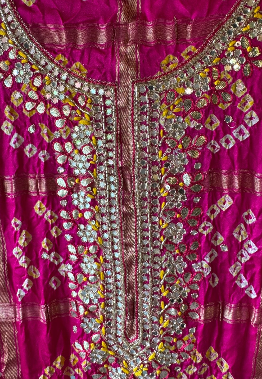 Crushed bandhani gajji silk Suits