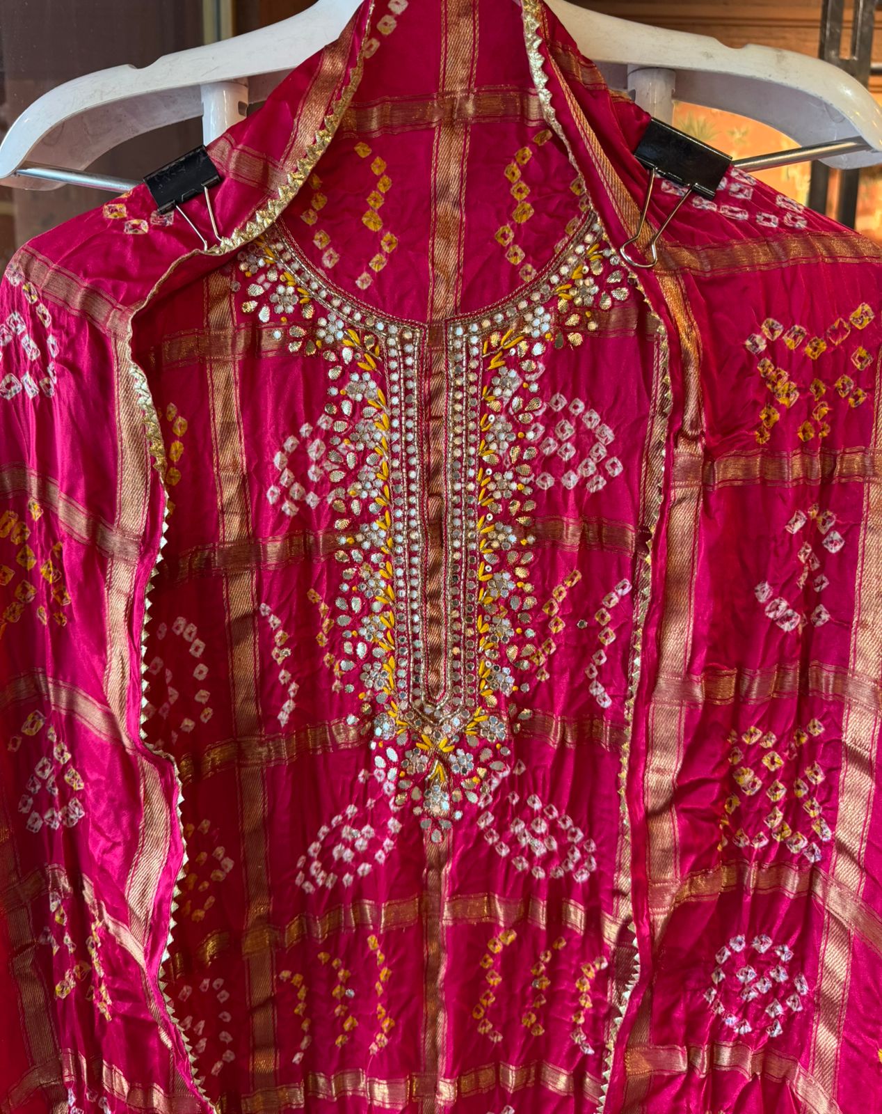Crushed bandhani gajji silk Suits