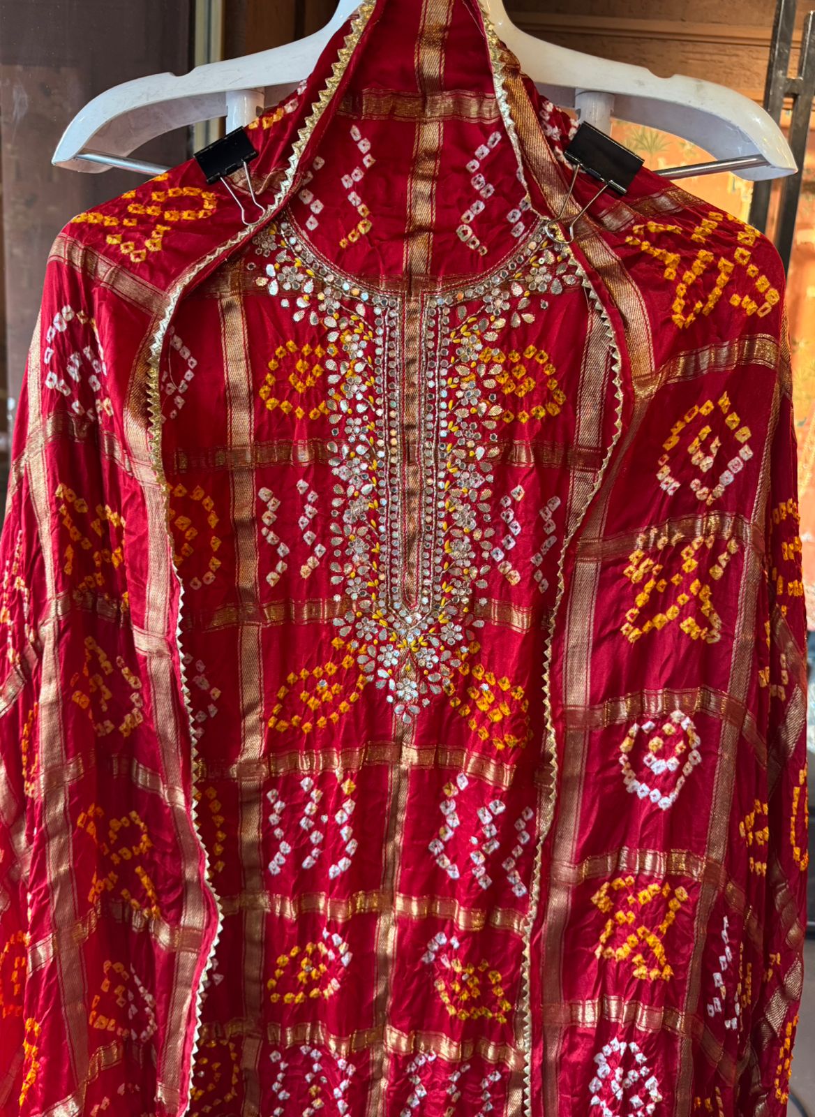 Crushed bandhani gajji silk Suits
