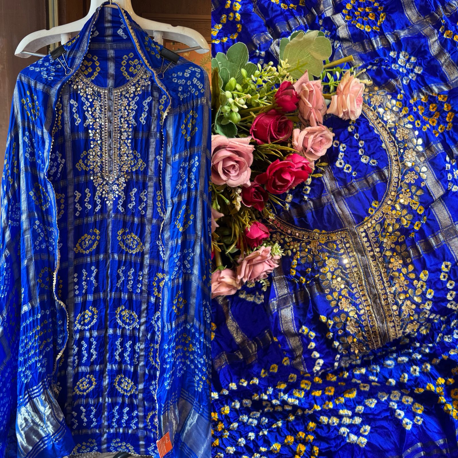 Crushed bandhani gajji silk Suits
