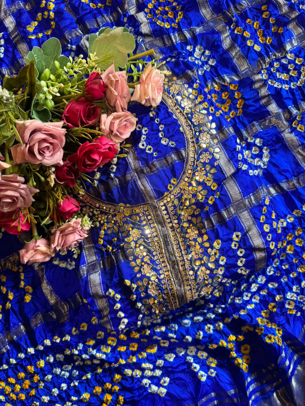 Crushed bandhani gajji silk Suits