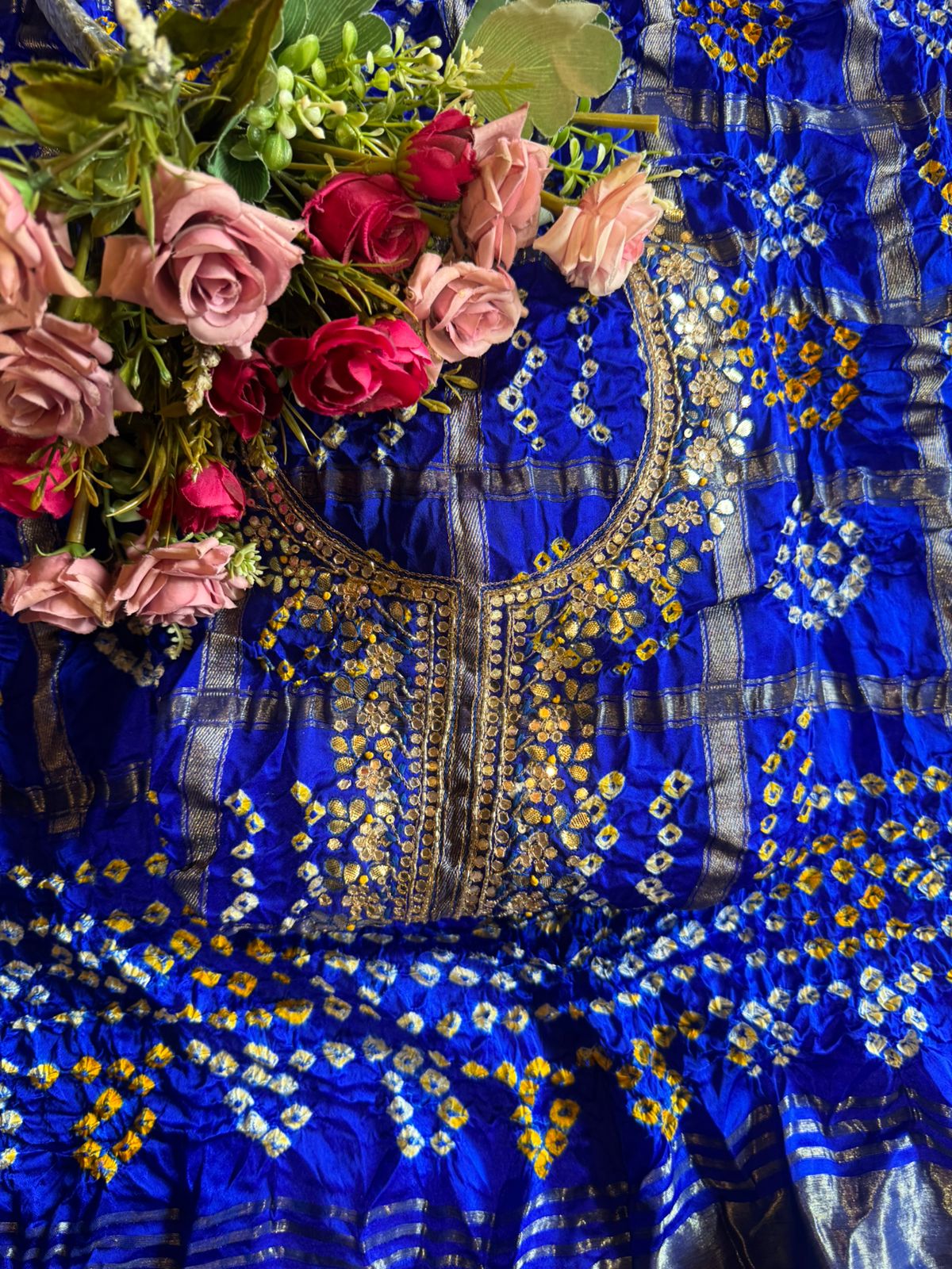 Crushed bandhani gajji silk Suits