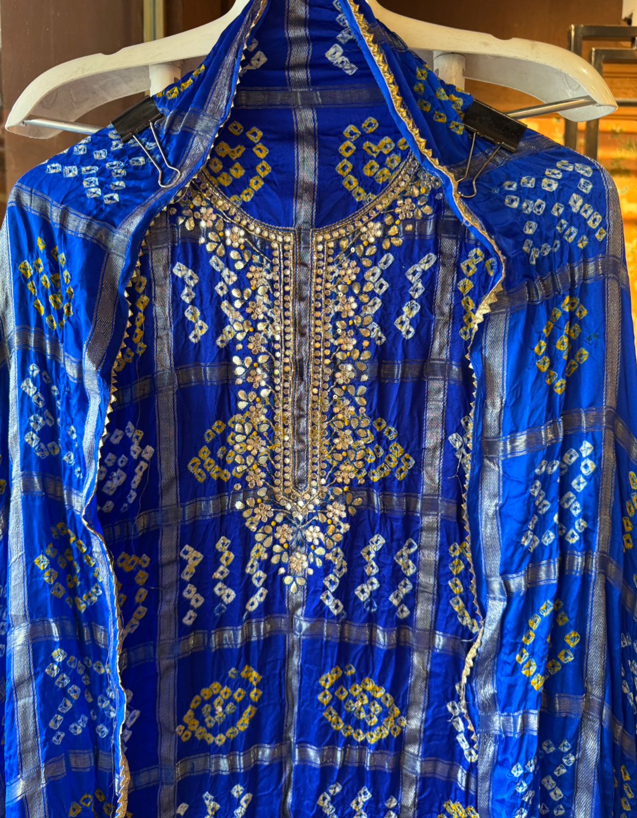 Crushed bandhani gajji silk Suits